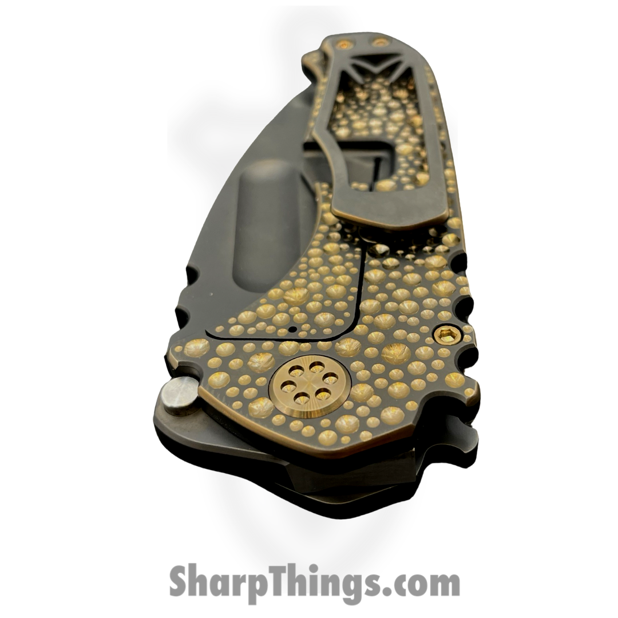 Medford Knife and Tool - MK0133PT-30PV-T1C1-BP - Prae Ti - Folding Knife - 3V PVD Tanto - "Ghost American Flag" and "Peaks & Valleys" Titanium - PVD Bronze - Image 4