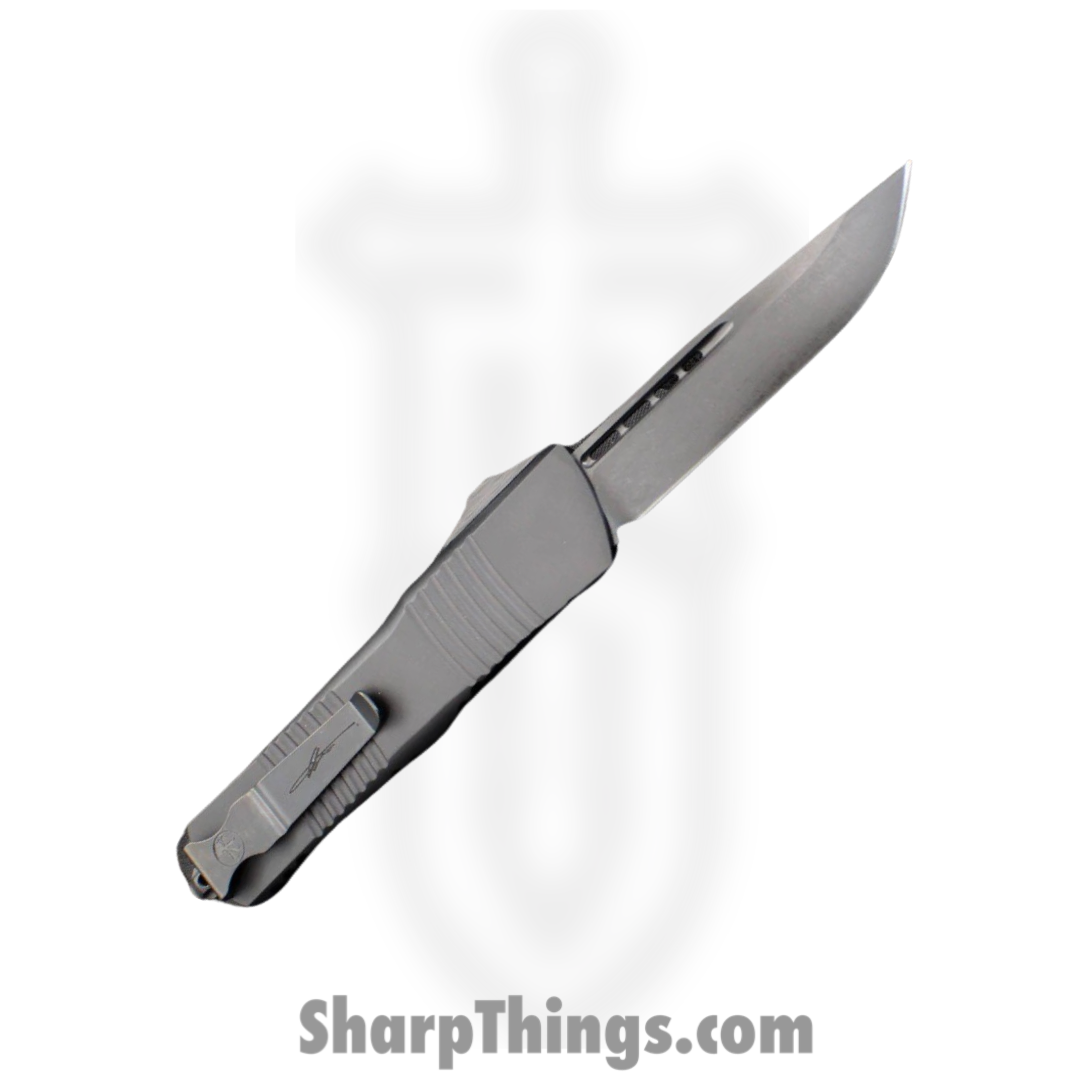 Microtech - 143-1DLCTSH - Combat Troodon Shadow Series - OTF Auto - Magnacut DLC Drop Point - 6061-T6 Aluminum - Gray - Image 2