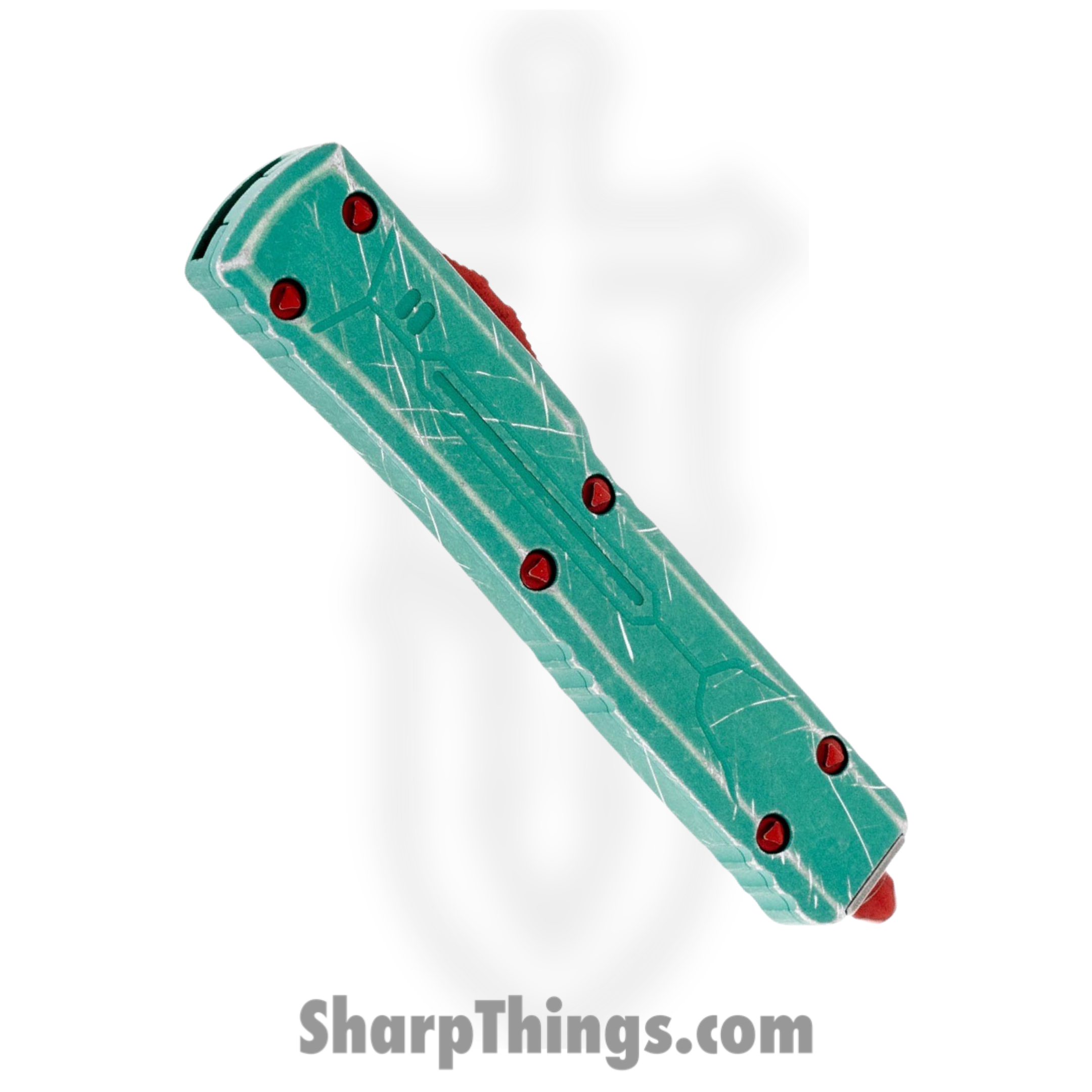 Microtech - 149-12BH - UTX-70 Bounty Hunter Serrated - OTF Auto - Apocalyptic Tanto - 6061-T6 Aluminum - Green Apocalyptic - Image 3