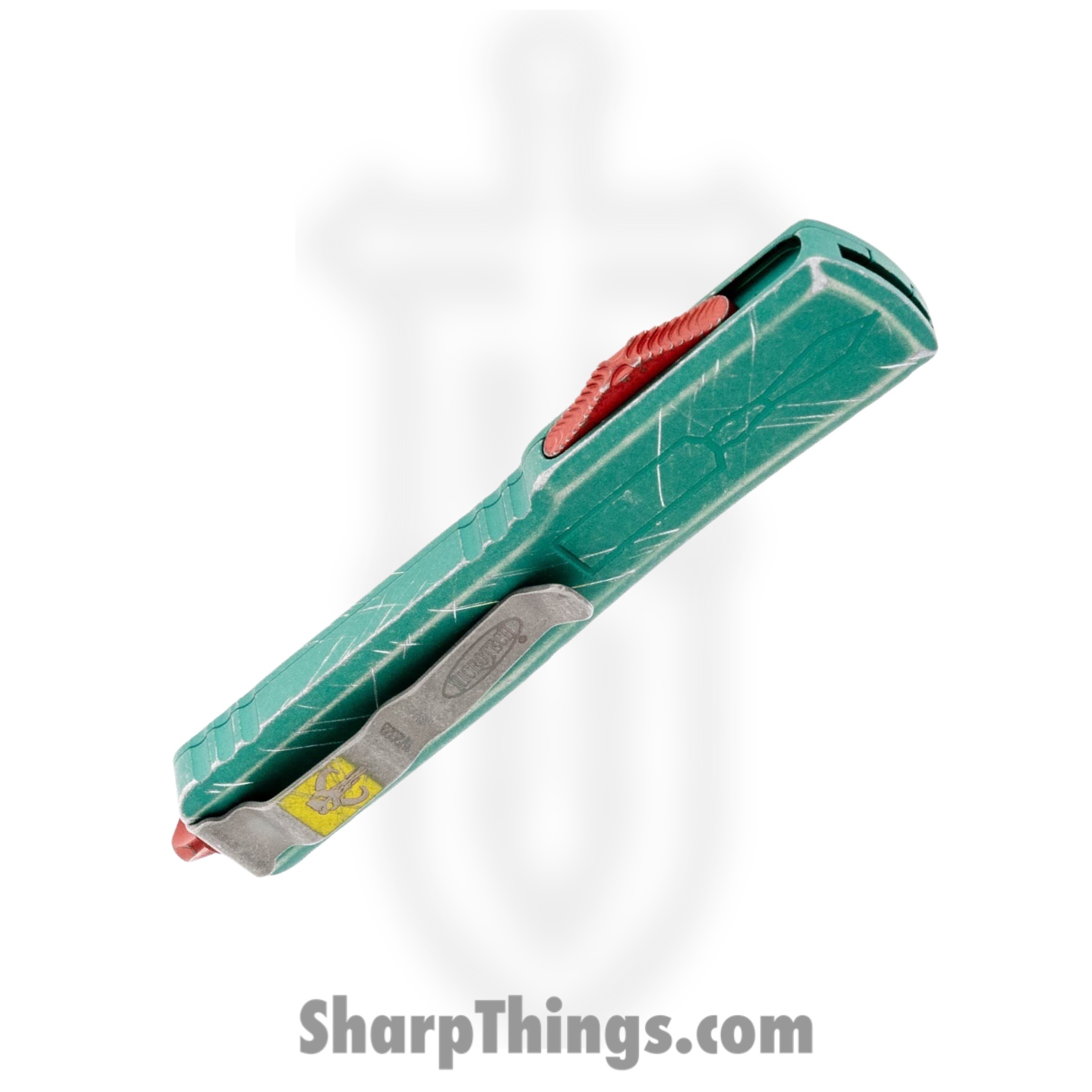 Microtech - 149-12BH - UTX-70 Bounty Hunter Serrated - OTF Auto - Apocalyptic Tanto - 6061-T6 Aluminum - Green Apocalyptic - Image 4