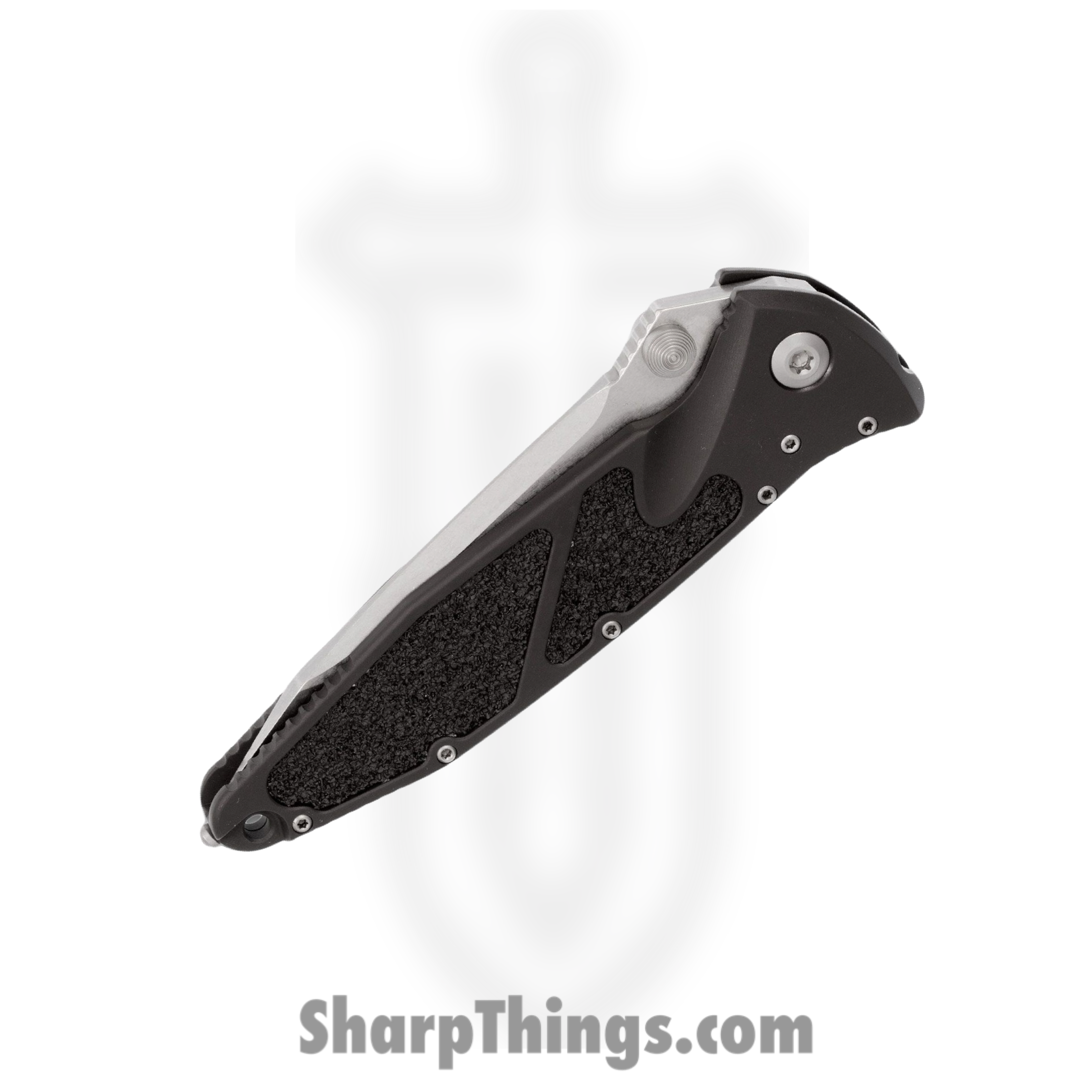 Microtech - 161-11 - Socom Elite - Folding Knife - Stonewash Tanto - 6061-T6 Aluminum with Textured Rubber Inserts - Black - Image 3
