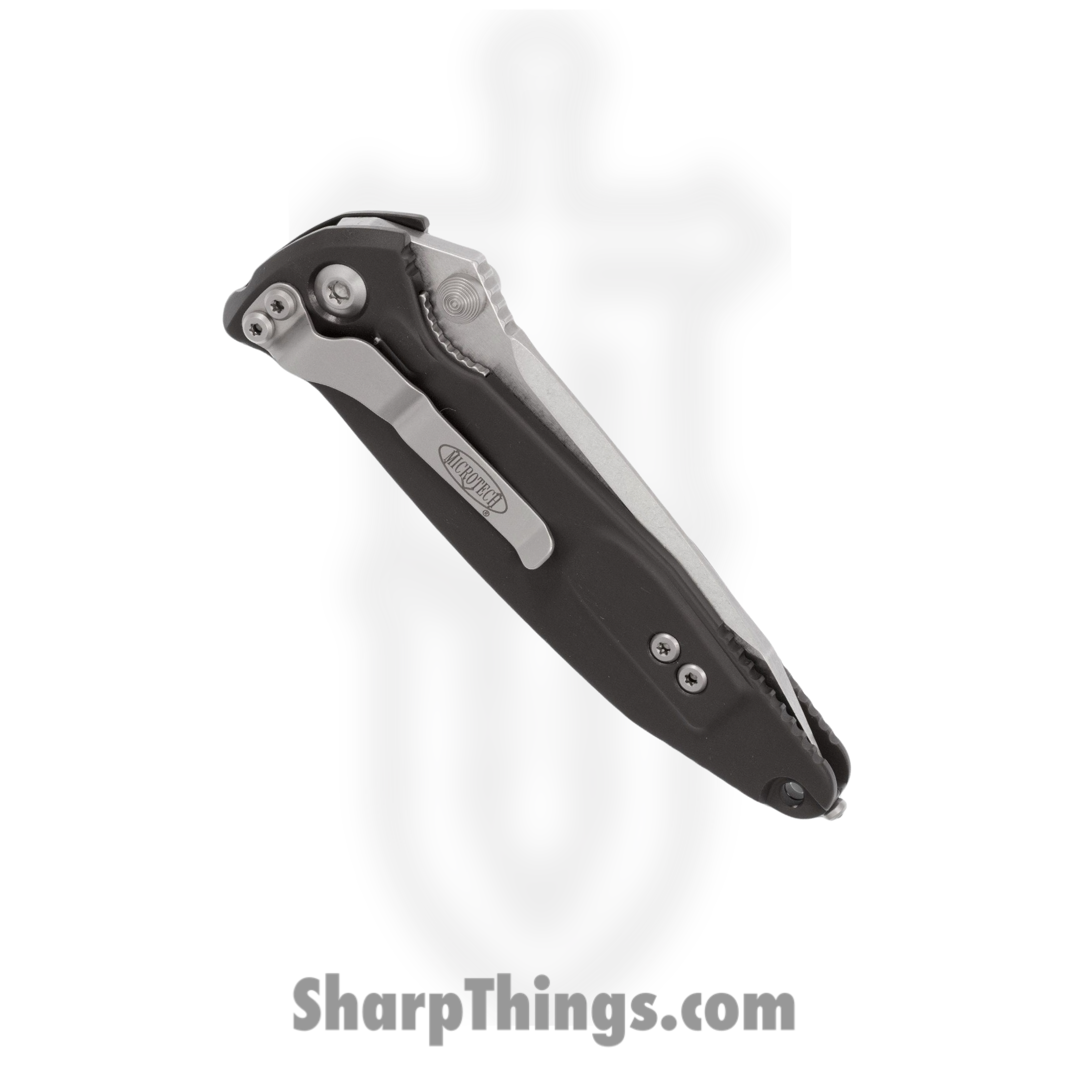 Microtech - 161-11 - Socom Elite - Folding Knife - Stonewash Tanto - 6061-T6 Aluminum with Textured Rubber Inserts - Black - Image 4