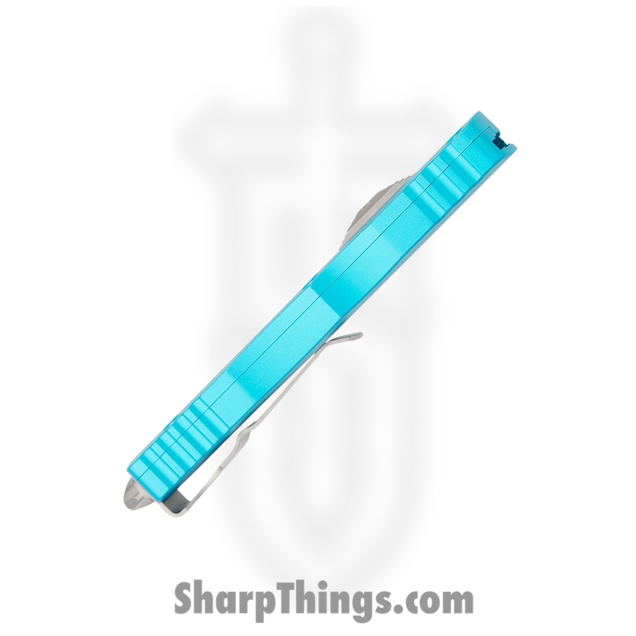 Microtech - 225-10TQ - Dirac D/E - OTF Auto - Stonewash Dagger - 6061-T6 Aluminum - Turquoise - Image 5