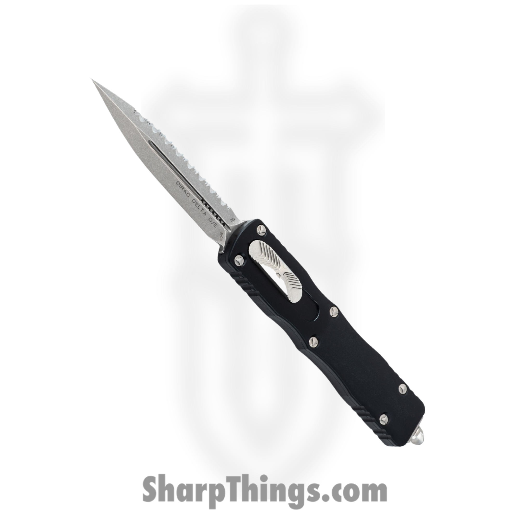 Microtech - 227-12 - Dirac Delta - OTF Auto - Stonewash Dagger - 6061-T6 Aluminum - Black