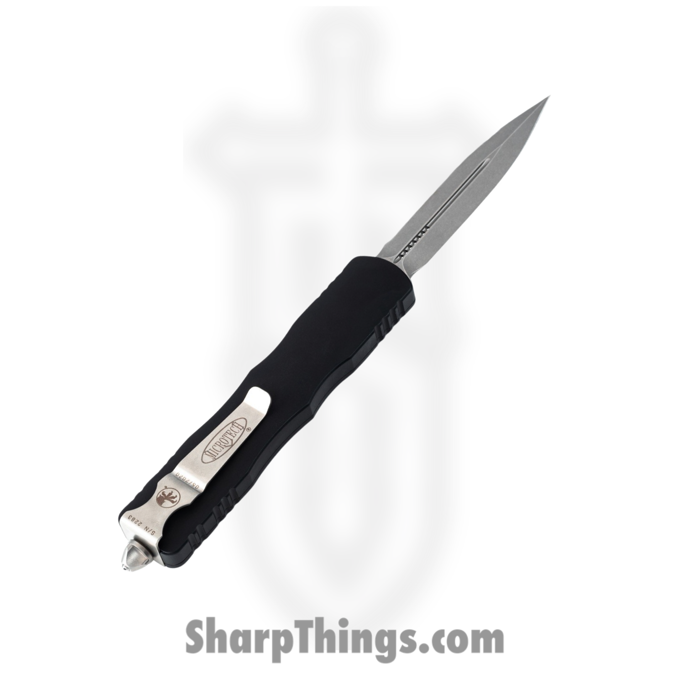 Microtech - 227-12 - Dirac Delta - OTF Auto - Stonewash Dagger - 6061-T6 Aluminum - Black - Image 2