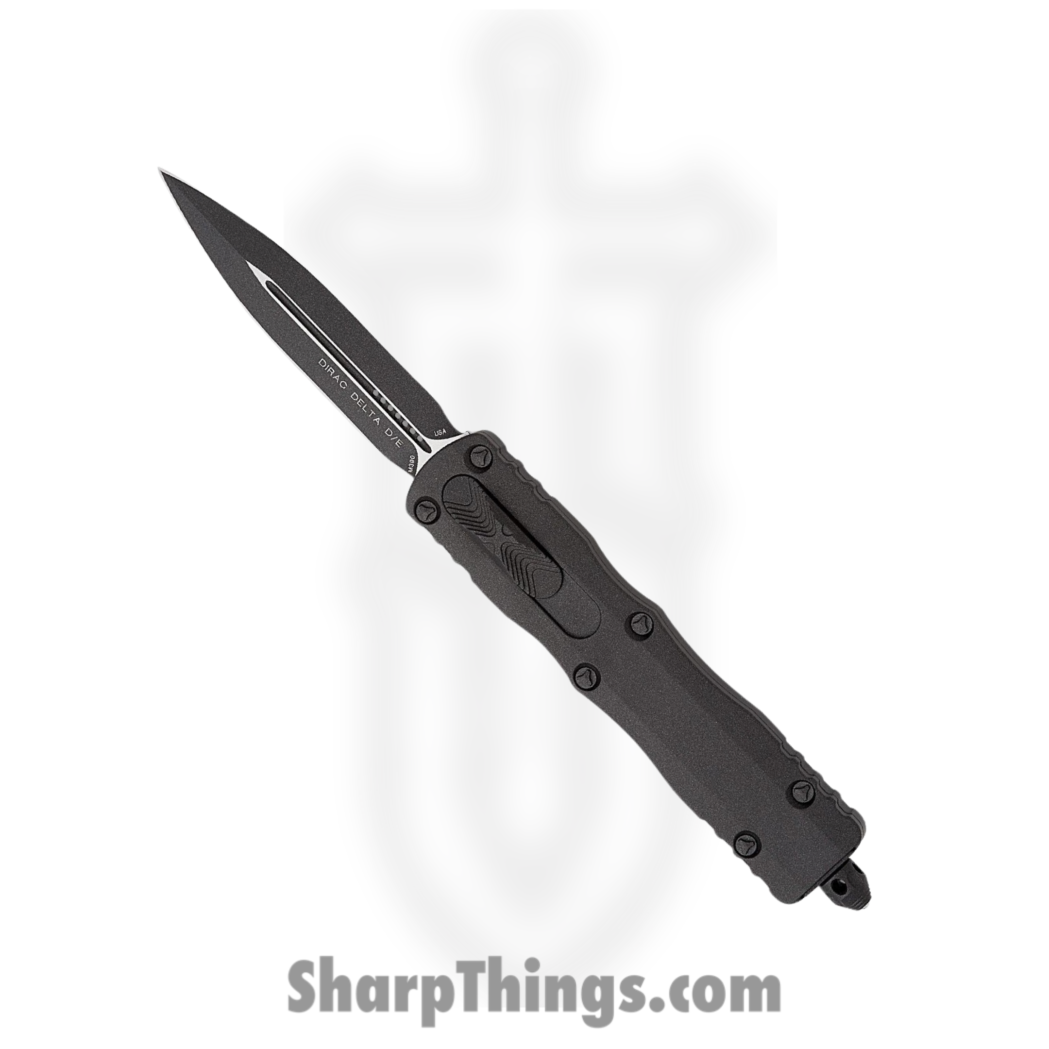 Microtech - 227-1CDT - Dirac Delta - OTF Auto - Dark Tungsten Cerakote Dagger - 6061-T6 Aluminum - Black