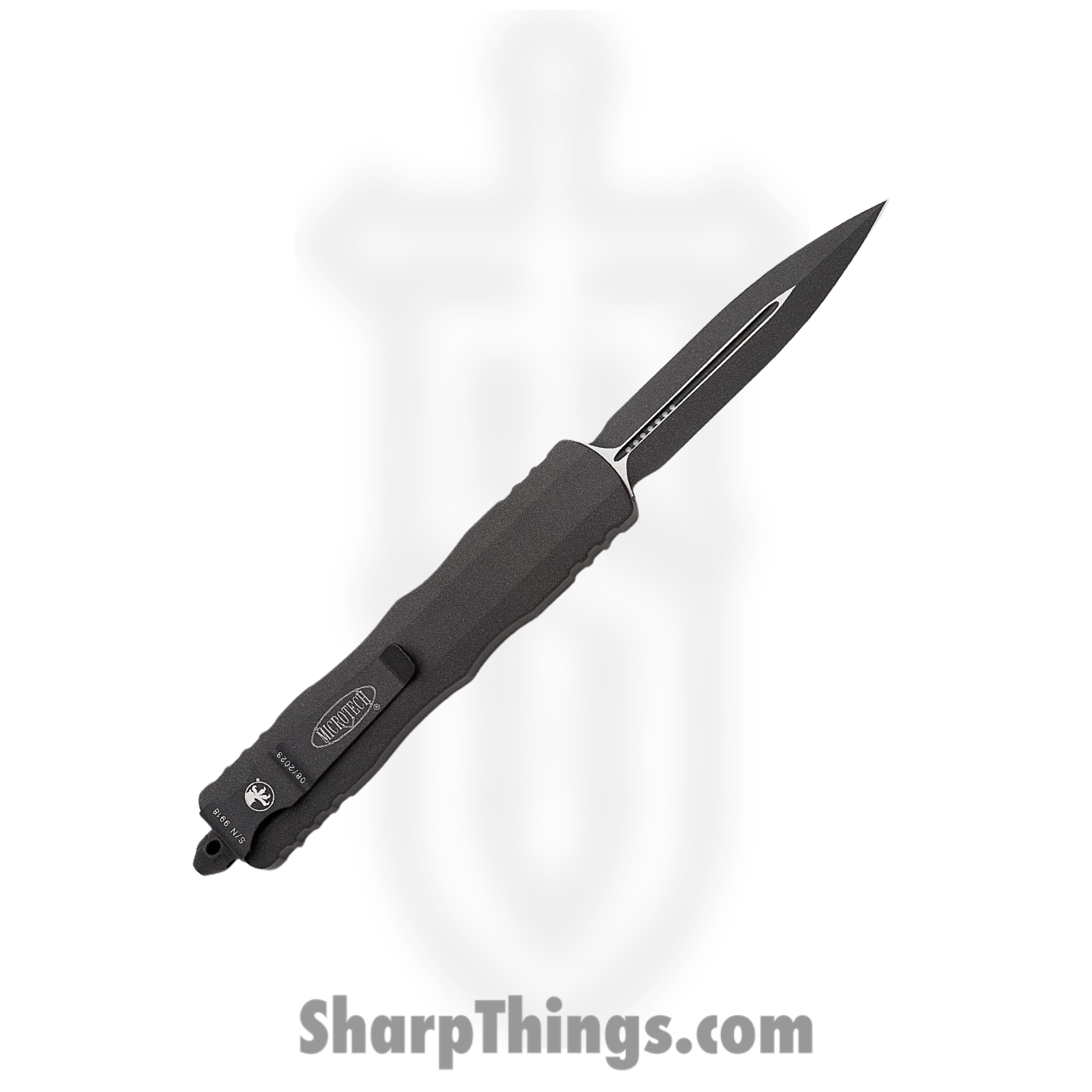 Microtech - 227-1CDT - Dirac Delta - OTF Auto - Dark Tungsten Cerakote Dagger - 6061-T6 Aluminum - Black - Image 2