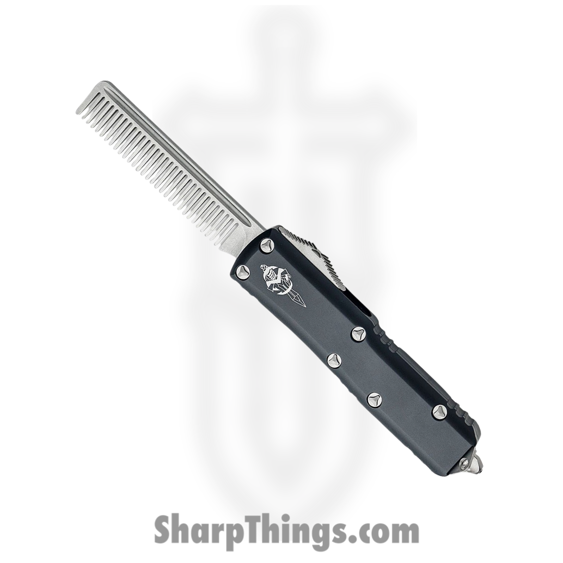 Microtech - 234-10TBC - Tactical Beard Comb - 17-4PH Stainless Stonewash - 6061-T6 Aluminum - Black