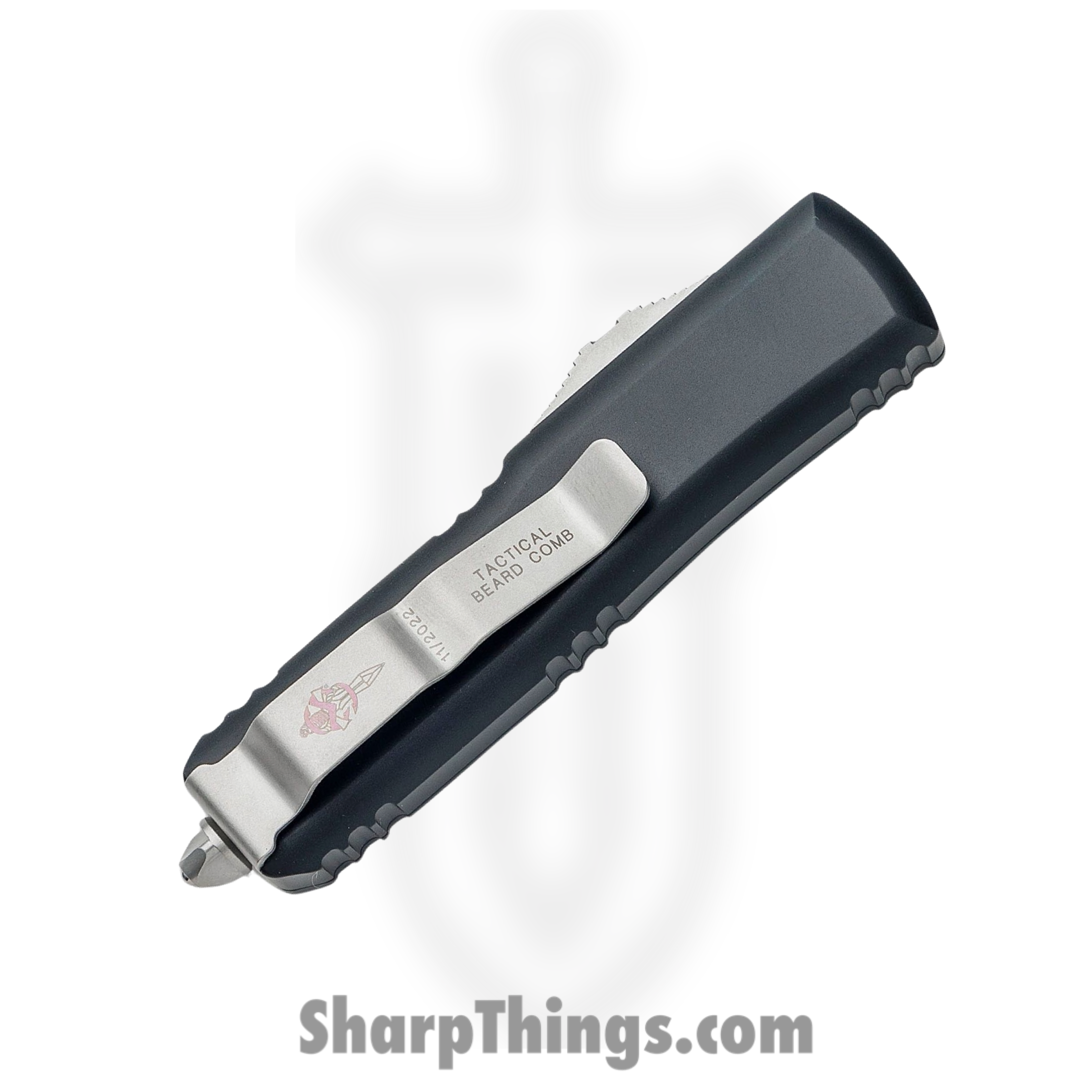 Microtech - 234-10TBC - Tactical Beard Comb - 17-4PH Stainless Stonewash - 6061-T6 Aluminum - Black - Image 4