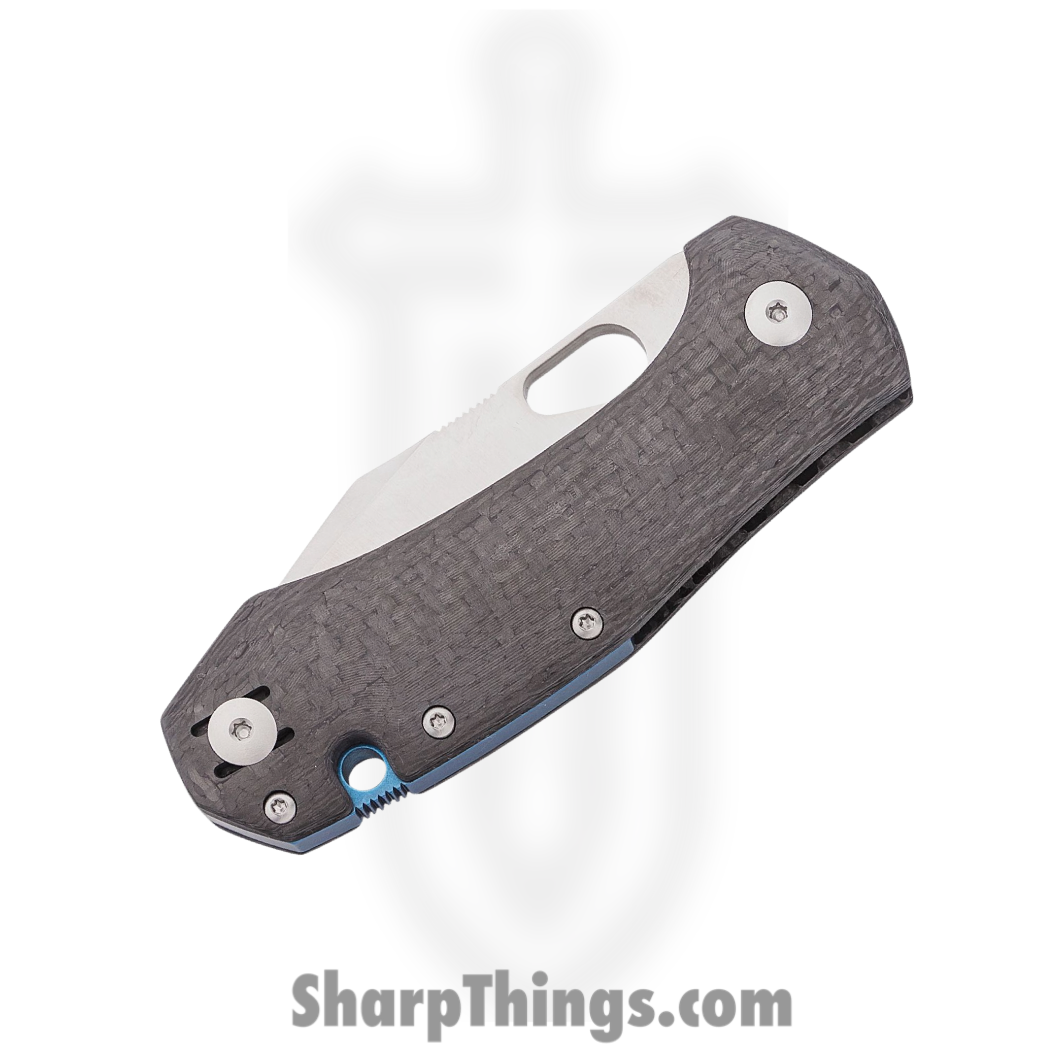 GiantMouse - ATELIER-CARBON-FIBER - ACE Atelier ("Mini Grand") - Folding Knife - Elmax Satin Clip Point - Carbon Fiber Blue Ano Ti Backspacer - Black - Image 3