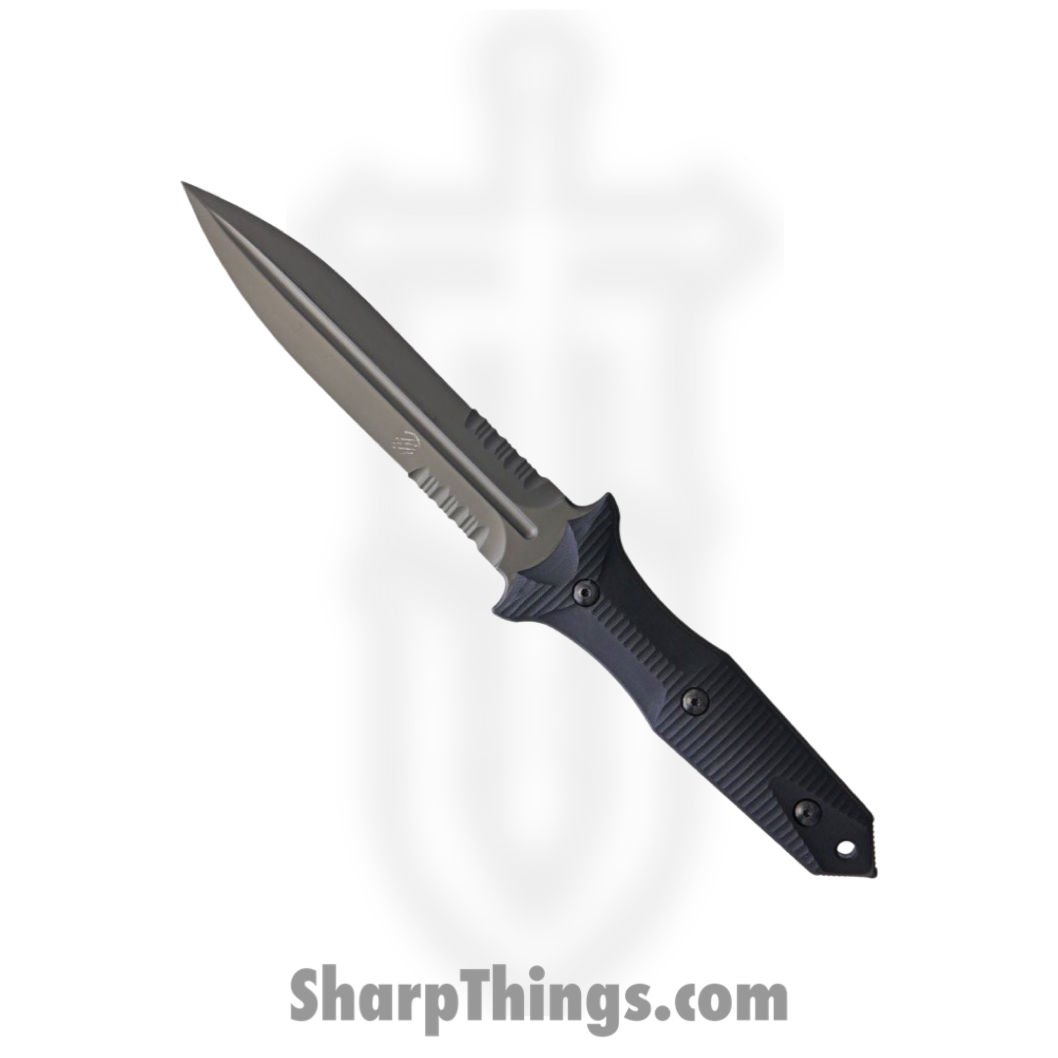 Bastinelli Creations - BAS214S - Grozo Serrated - Fixed Blade Knife - N690 PVD Spear Point - G10 - Black