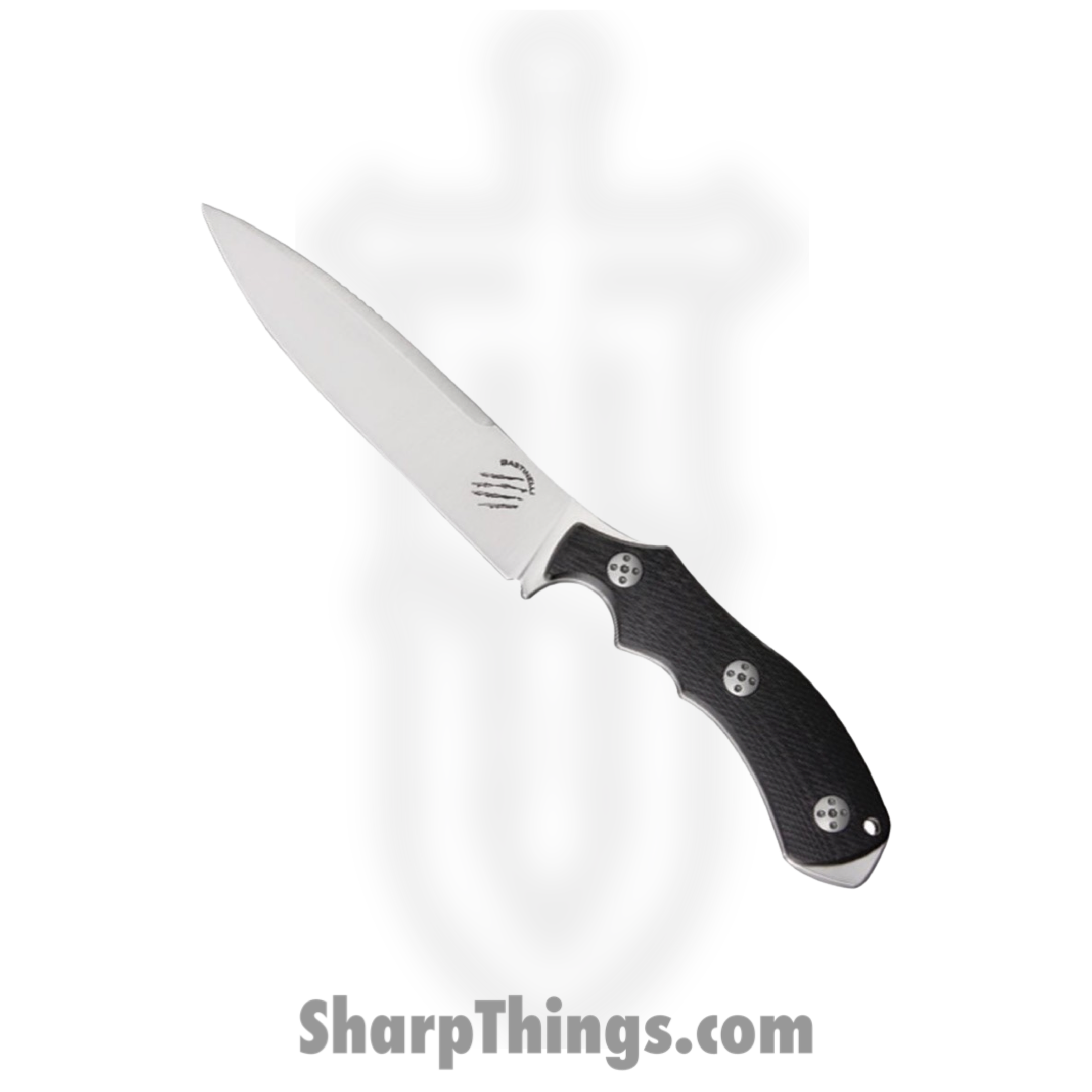 Bastinelli Creations - BASRL - RED Raptor Seen In Lucy Movie - Fixed Blade Knife - D2 Stonewash Full Tang - G10 - Black