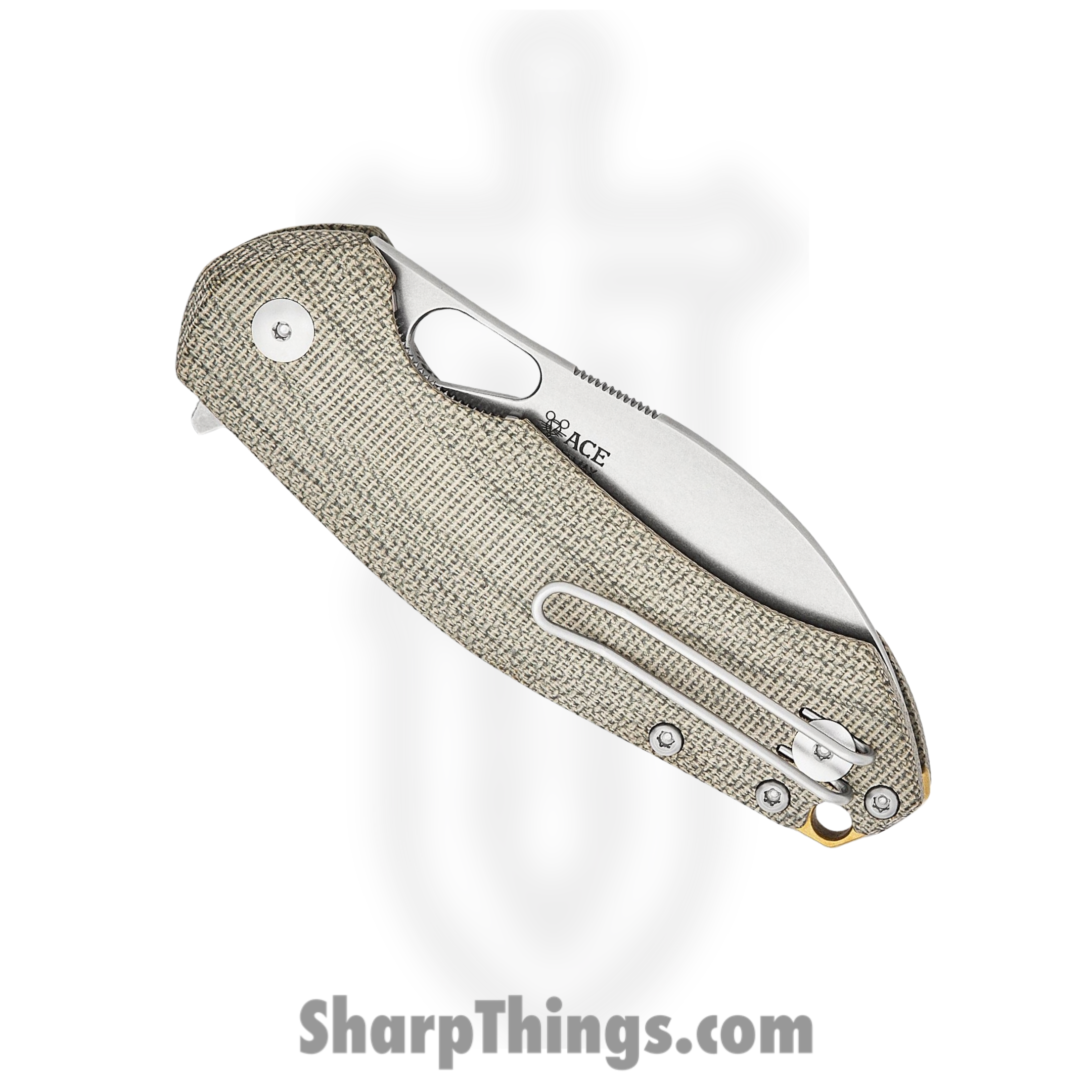 GiantMouse - BIBLIO-XL-GRN-ELMAX - ACE Biblio-XL - Folding Knife - Elmax Stonewash Sheepsfoot - Canvas Micarta - Green - Image 4