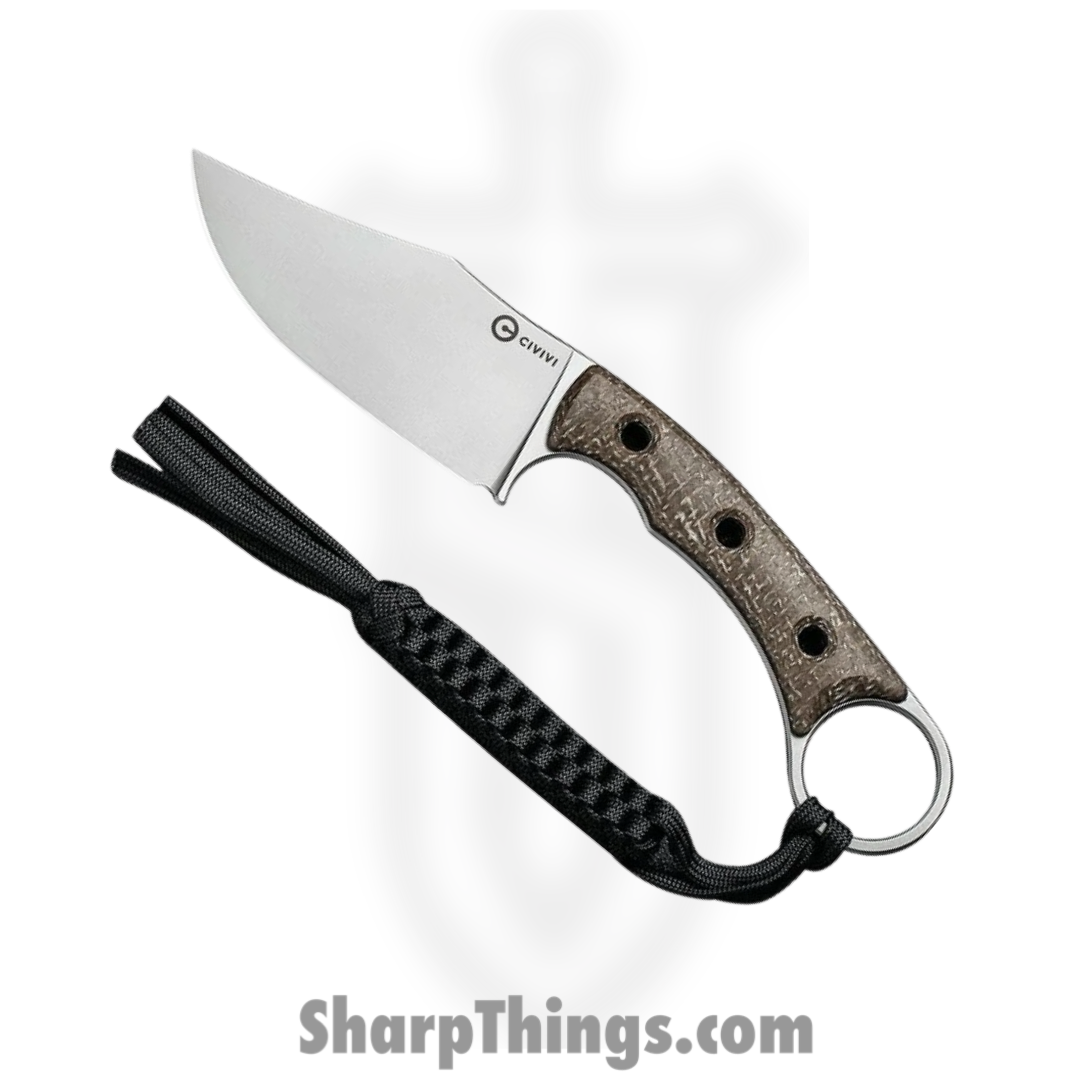 Civivi - CIVC20059B2 - Midwatch - Fixed Blade Knife - N690 Silver Bead Blasted Clip Point - Burlap Micarta - Brown