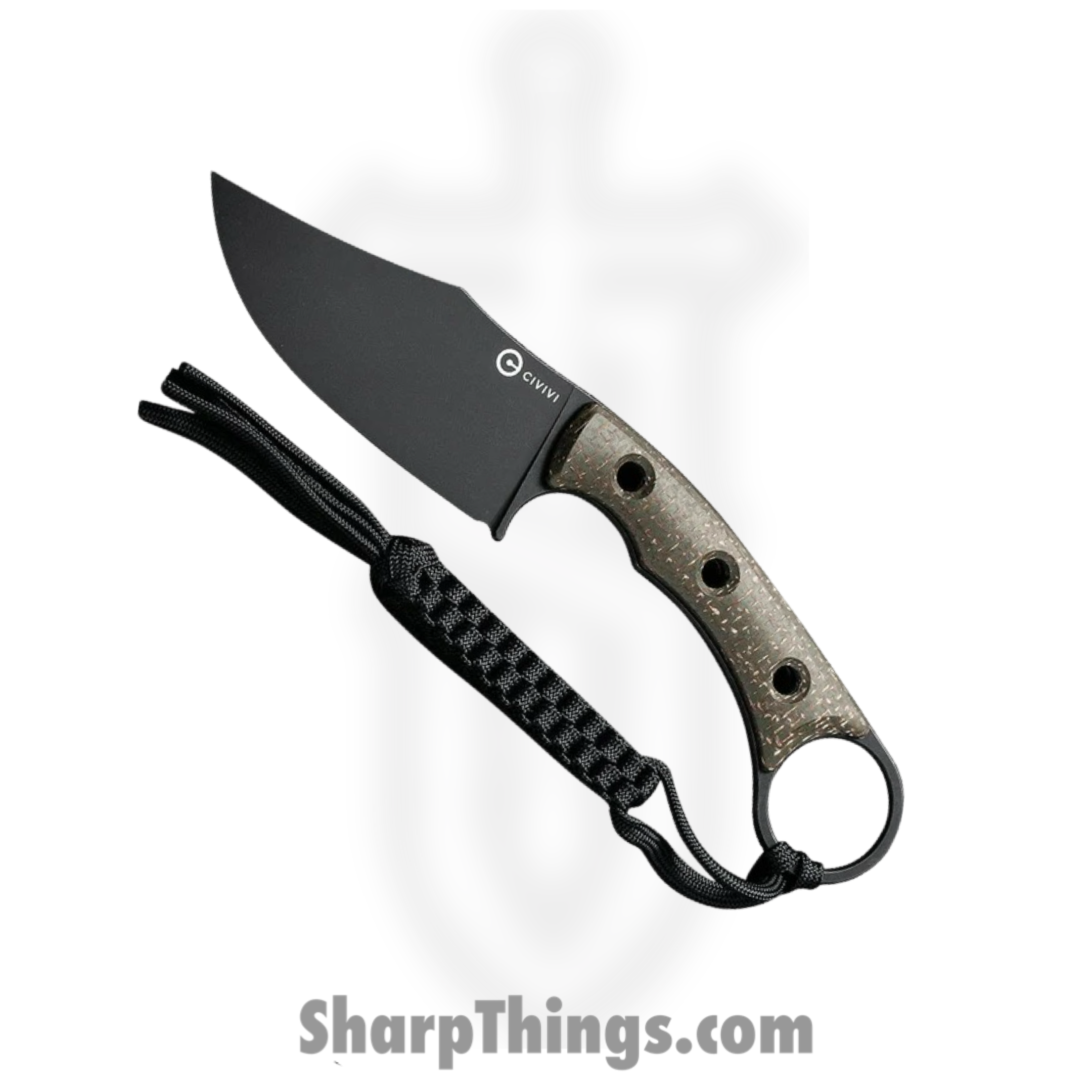 Civivi - CIVC20059B3 - Midwatch - Fixed Blade Knife - N690 Black Stonewash Clip Point - Burlap Micarta - Green
