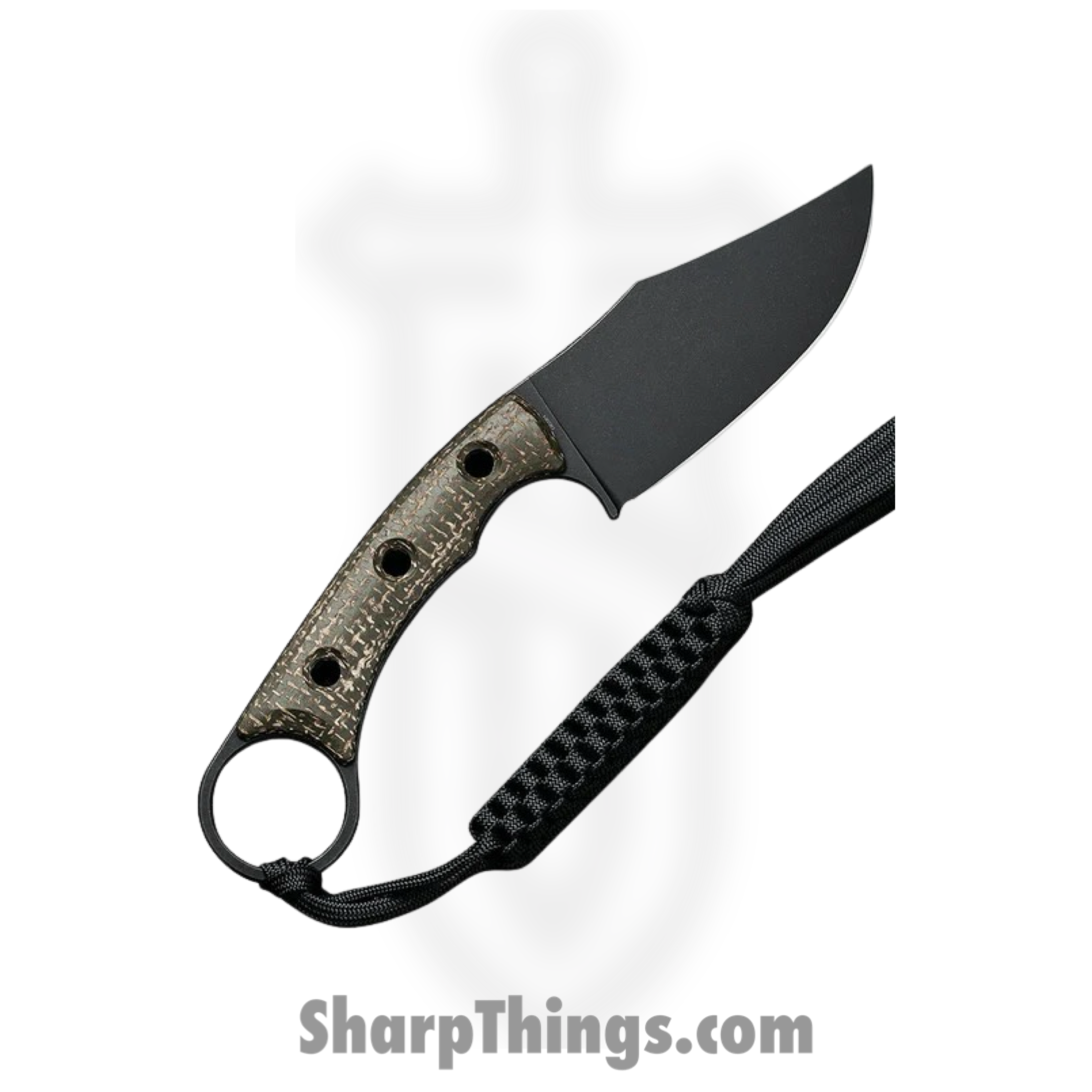 Civivi - CIVC20059B3 - Midwatch - Fixed Blade Knife - N690 Black Stonewash Clip Point - Burlap Micarta - Green - Image 2