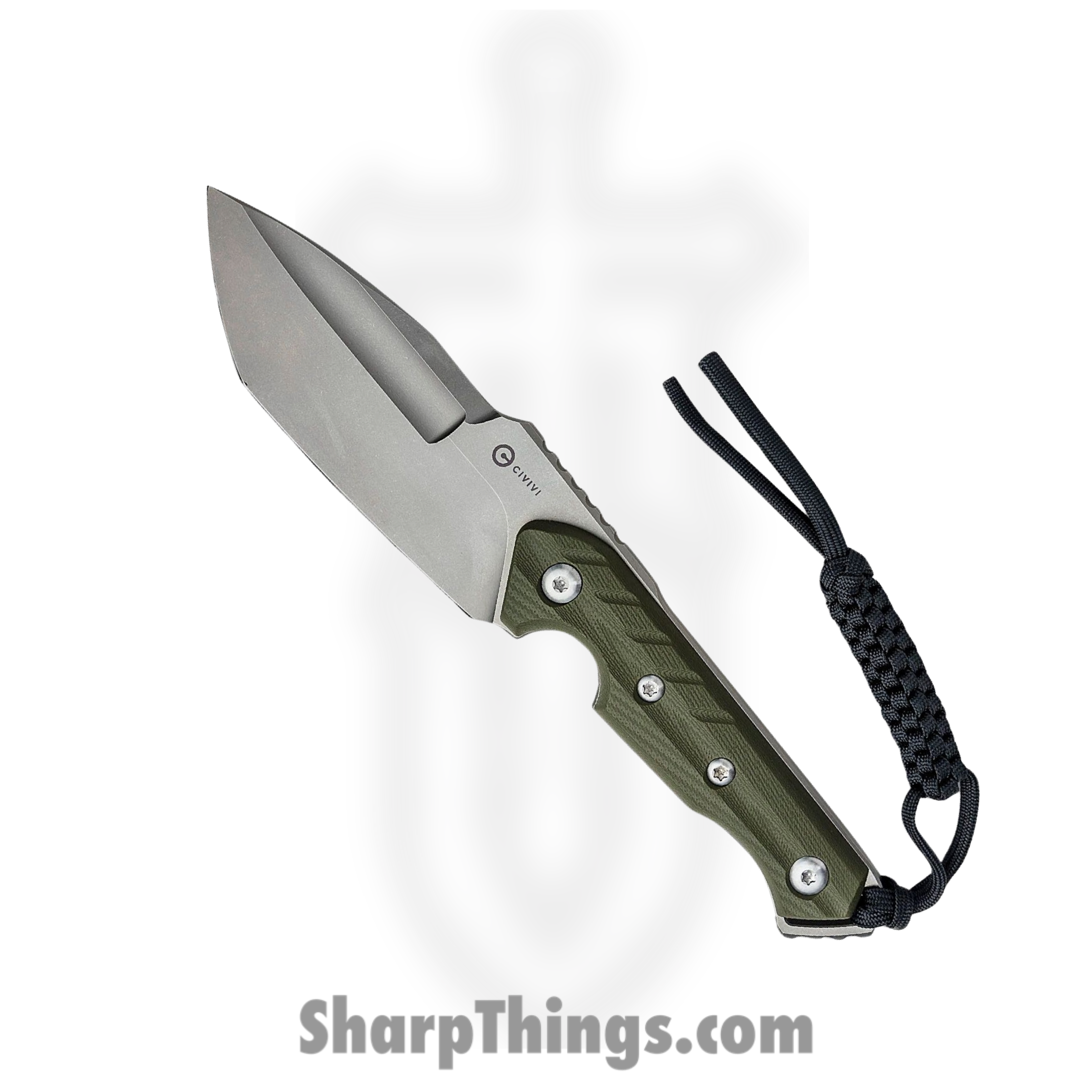 Civivi - CIVC210402 - Maxwell - Fixed Blade Knife - D2 Stonewash Spear Point Tanto - G10 - OD Green