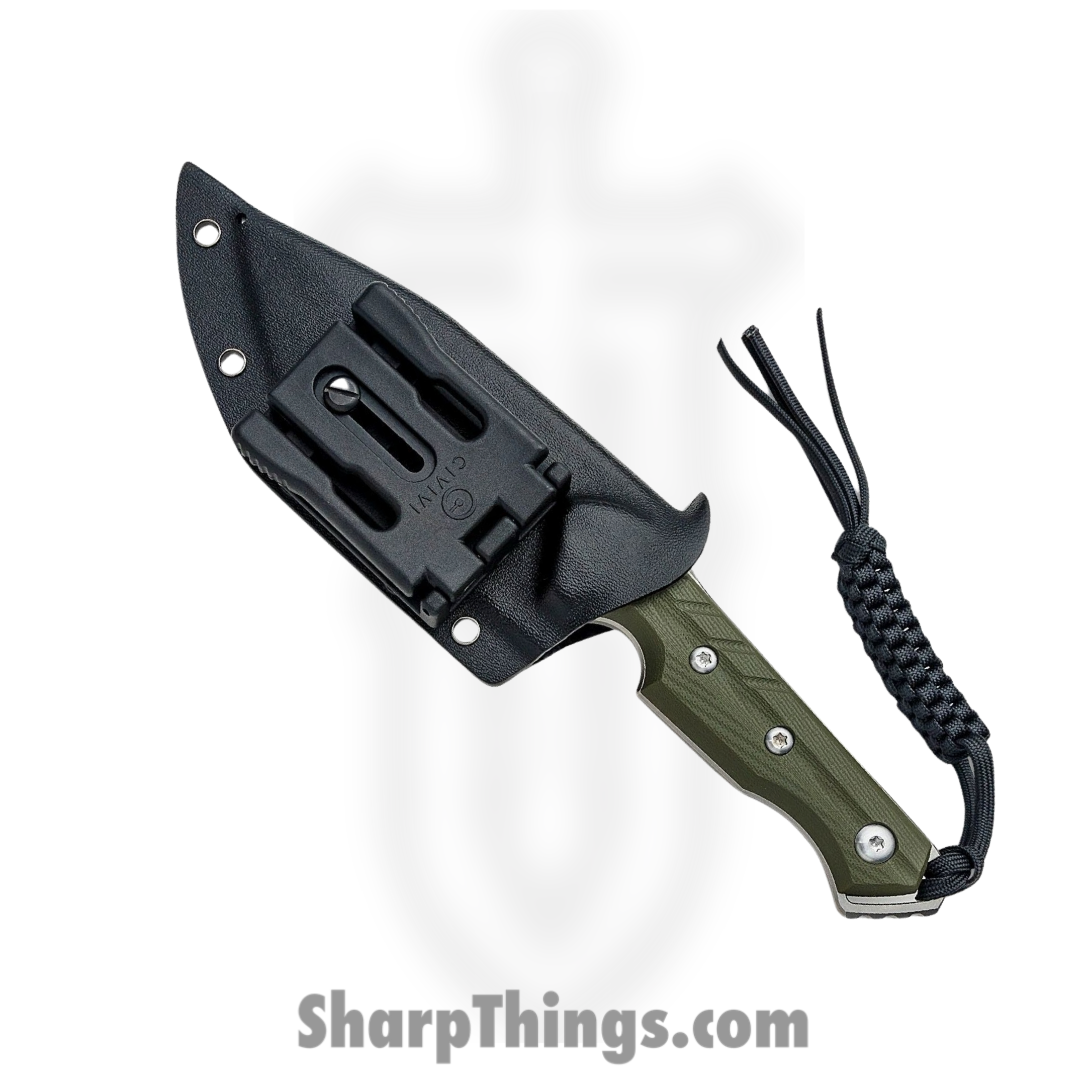 Civivi - CIVC210402 - Maxwell - Fixed Blade Knife - D2 Stonewash Spear Point Tanto - G10 - OD Green - Image 4