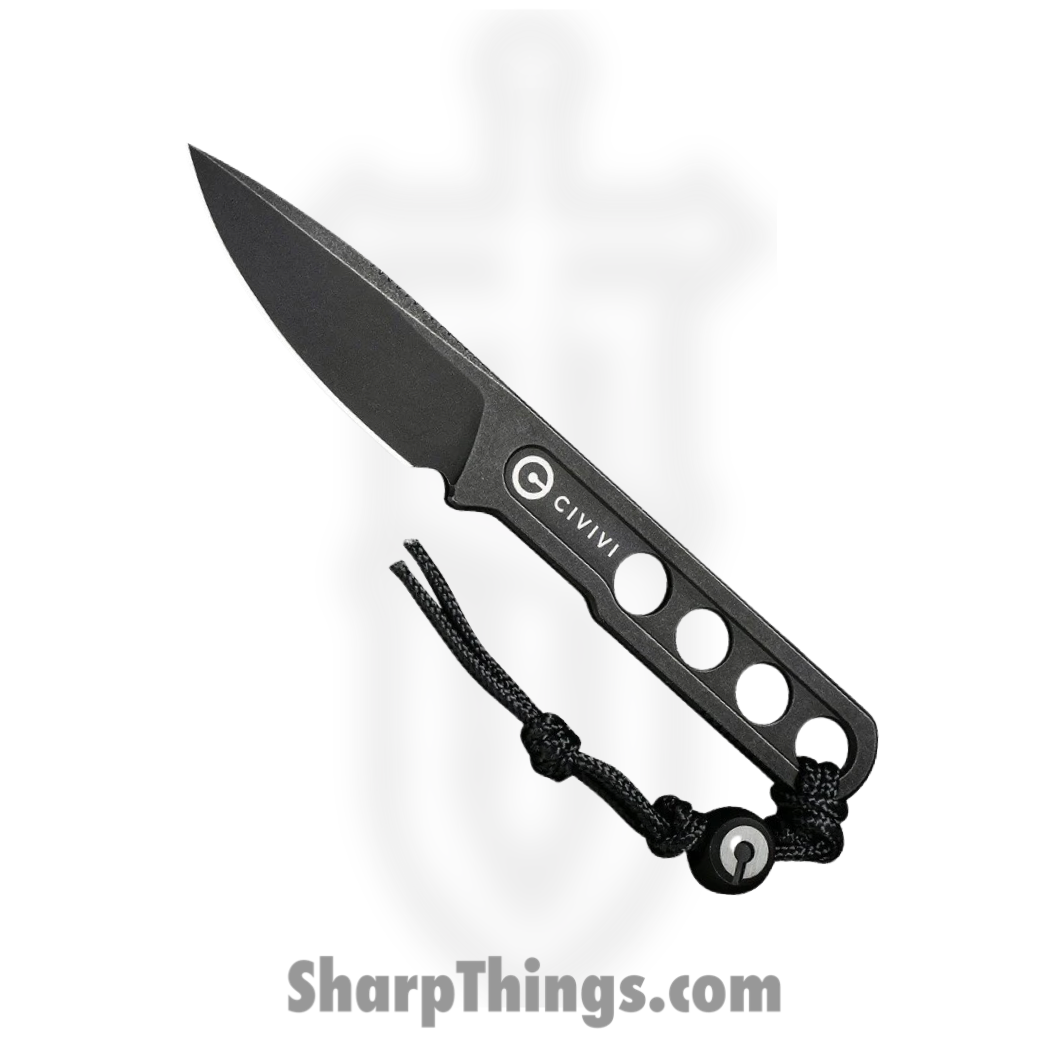 Civivi - CIVC220121 - Circulus - Fixed Blade Knife - 10Cr15CoMoV Black Stonewash Drop Point - Skeletonized - Black