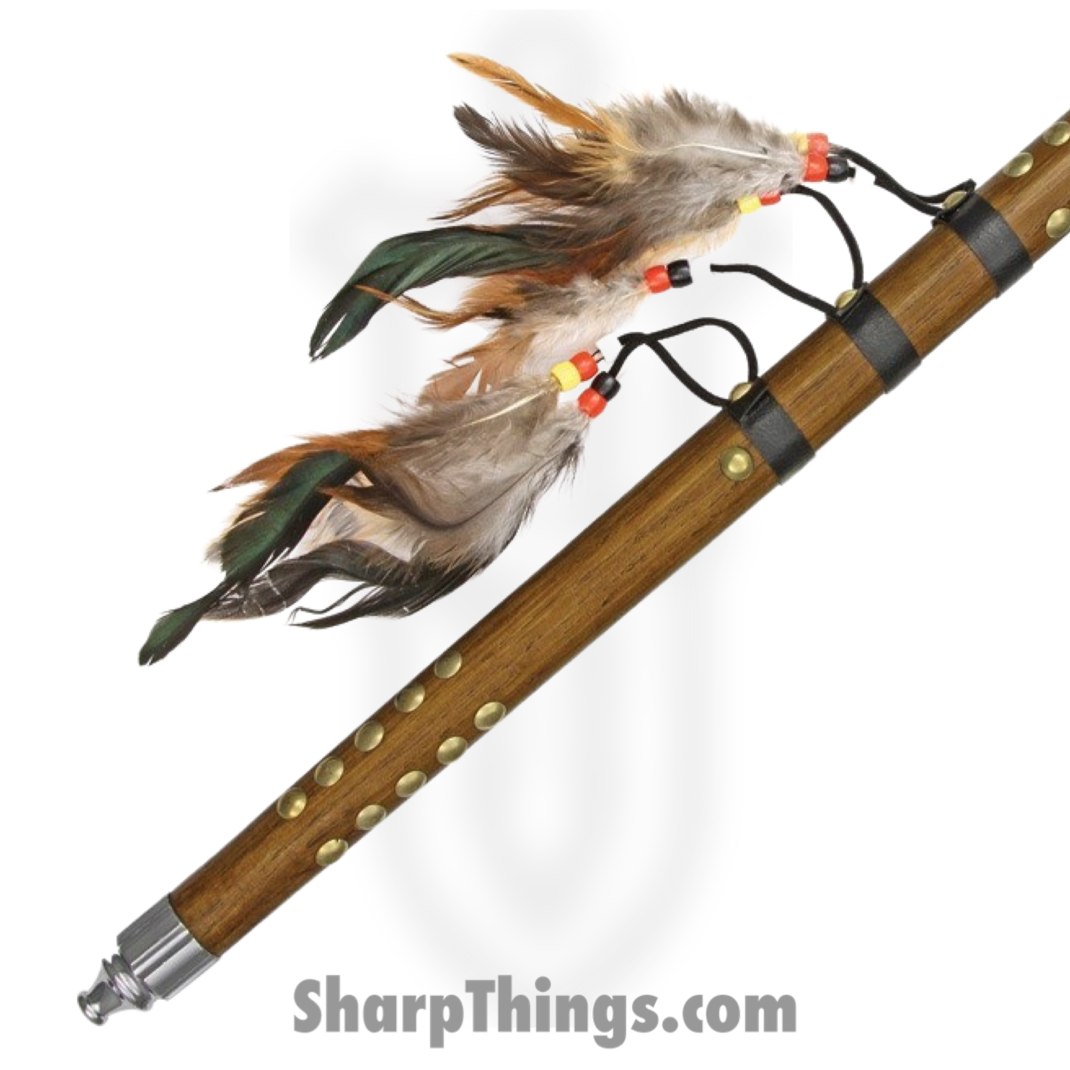 Rite Edge - CN210956 - Feather Tomahawk Peace Pipe - Fixed Blade Knife - 101953L Satin - Wood - Brown - Image 2