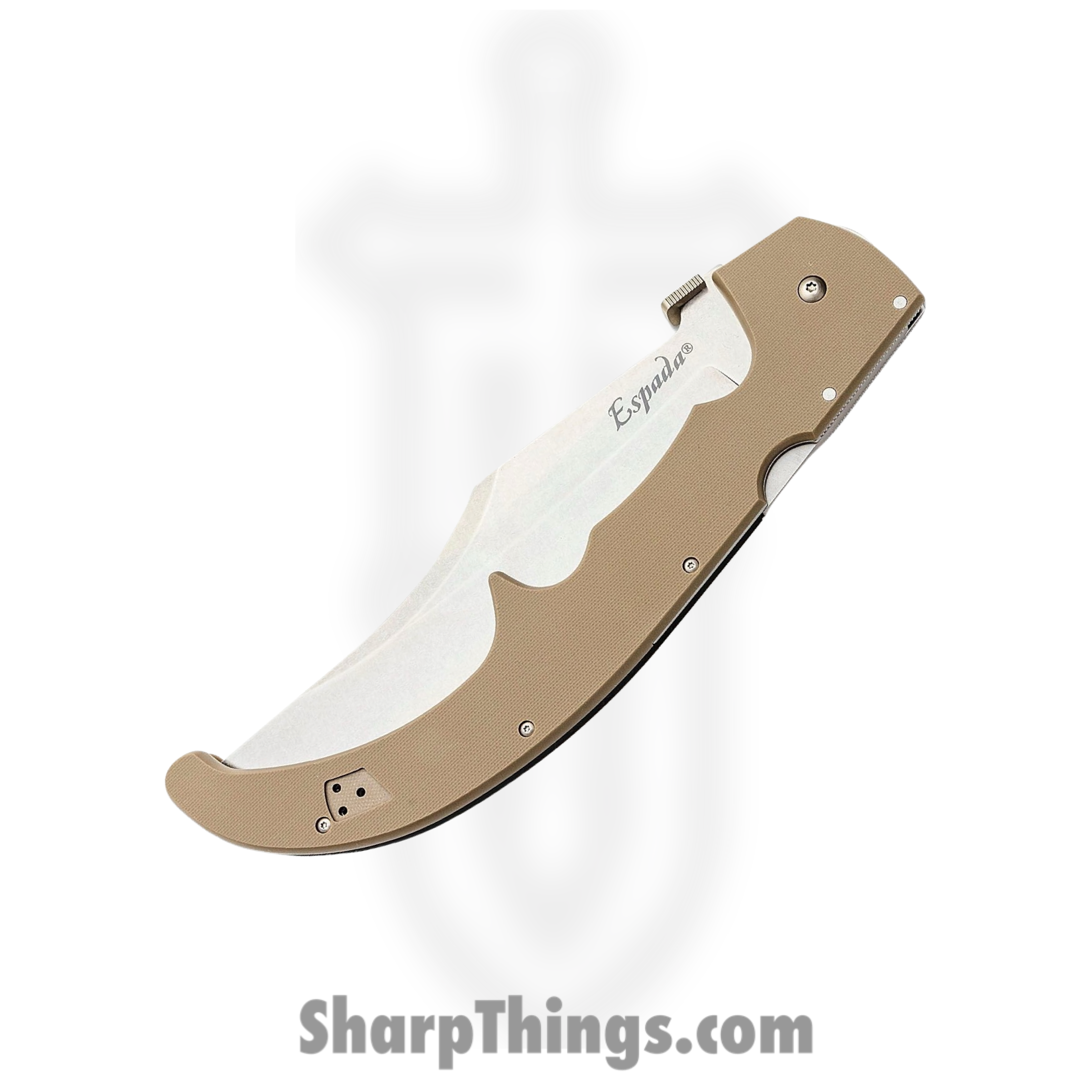 Cold Steel - CS62MGCDESW - Espada XL Lockback - Folding Knife - AUS 10A Stonewash Trailing Point - FDE G10 - Tan - Image 2