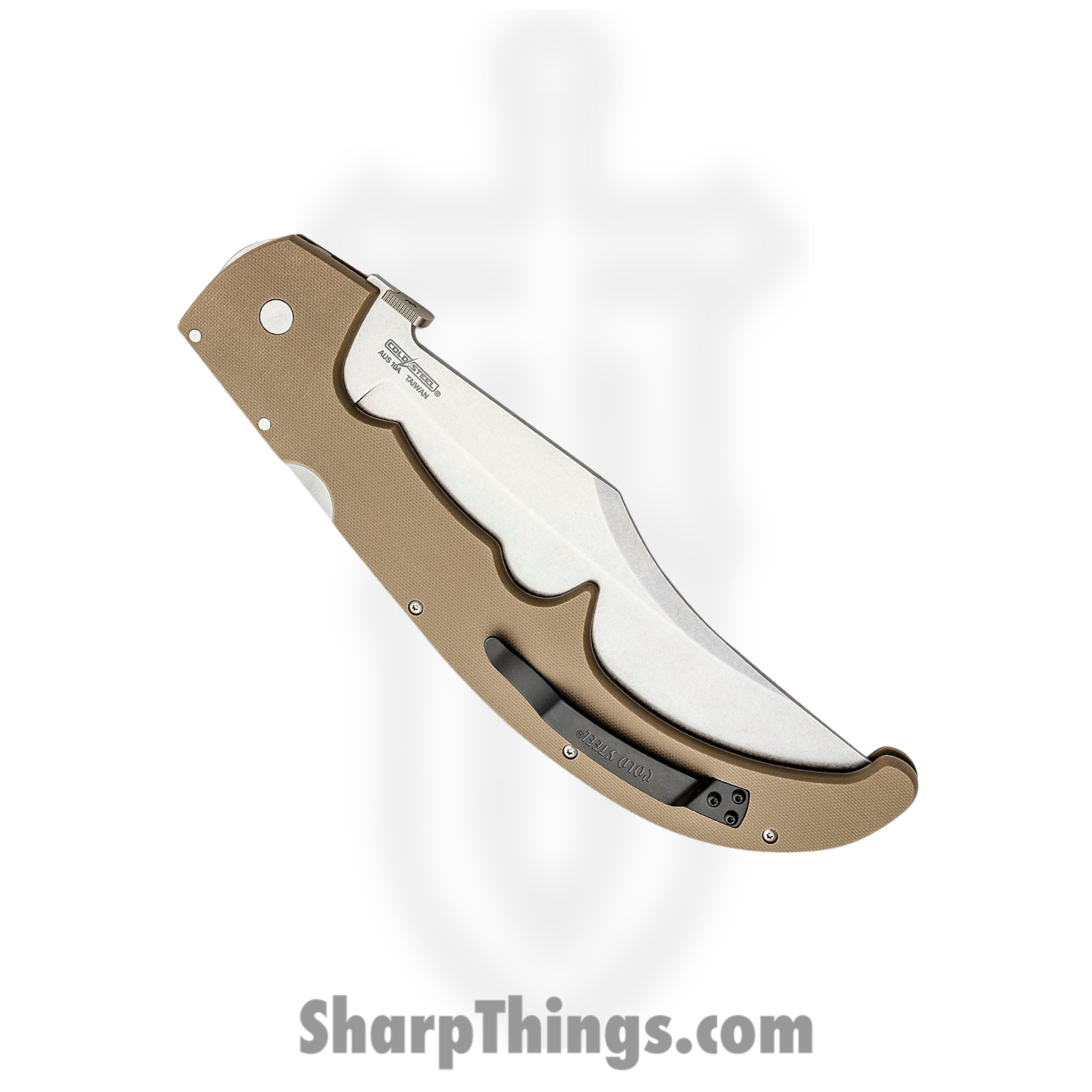 Cold Steel - CS62MGCDESW - Espada XL Lockback - Folding Knife - AUS 10A Stonewash Trailing Point - FDE G10 - Tan - Image 3
