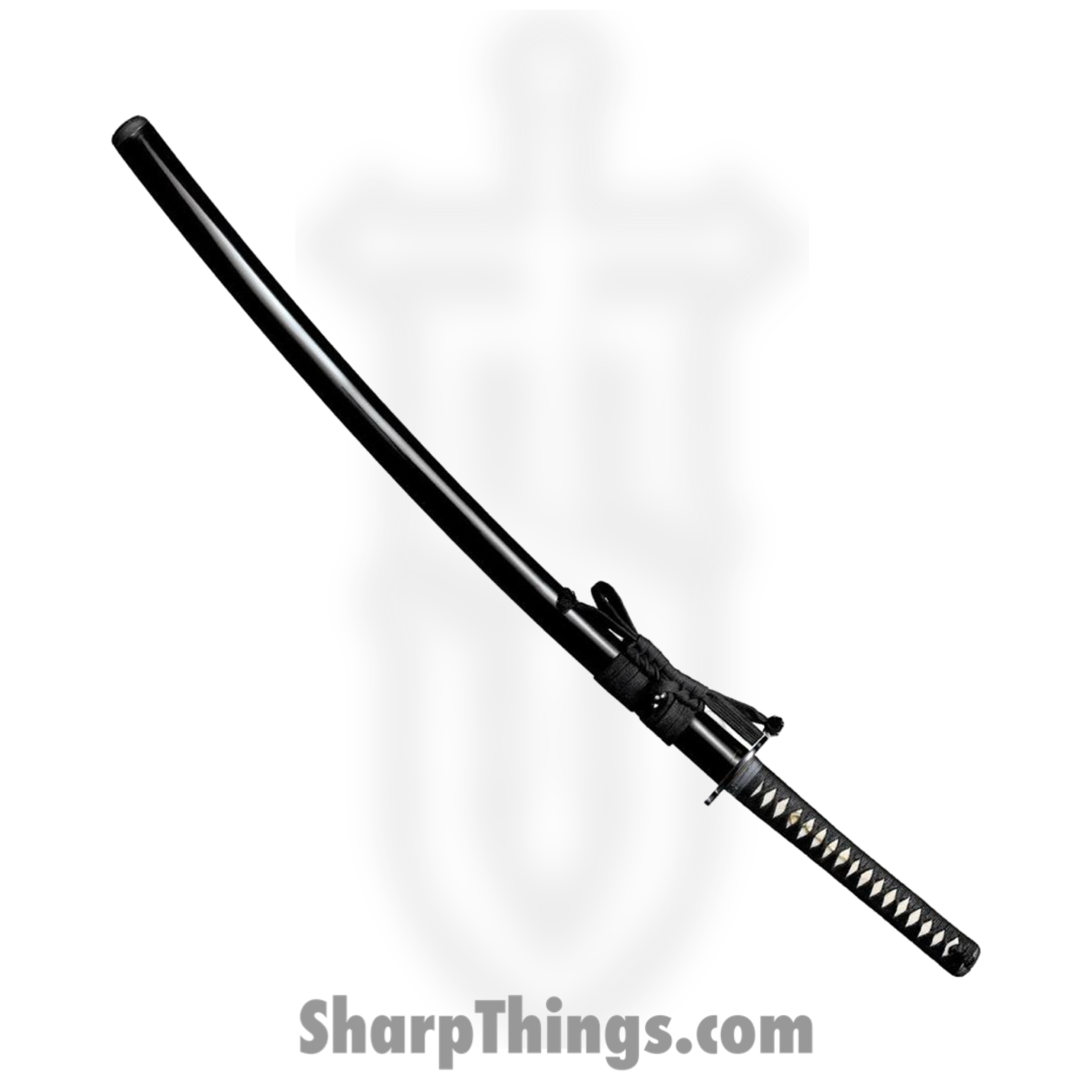 Cold Steel - CS88BKW - Warrior Series Katana Sword - Fixed Blade Knife - 1060 Polished - Ray Skin with Braid Cord and Brass Menuki - Black - Image 2