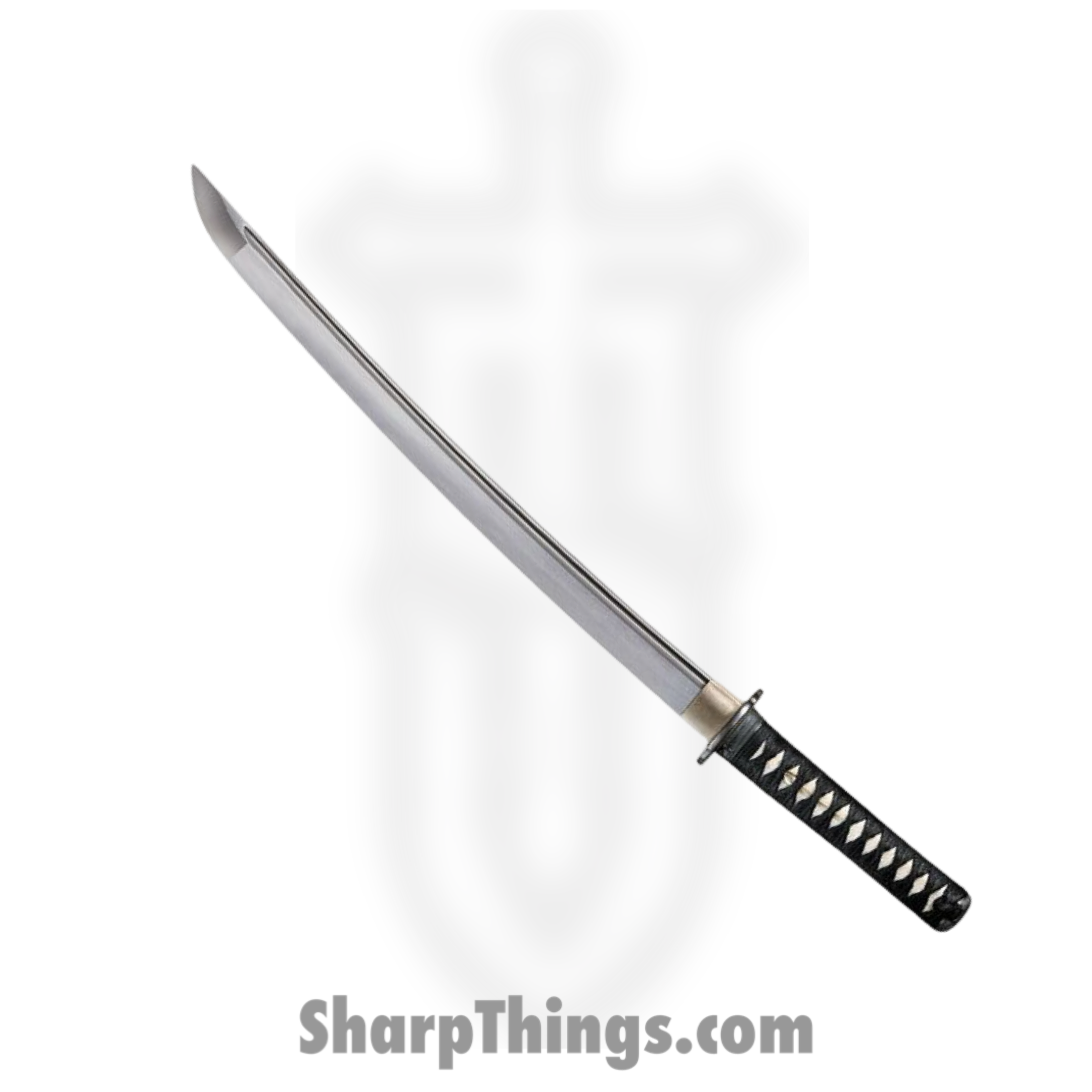 Cold Steel - CS88BWW - Warrior Series 21 inch Wakizashi - Fixed Blade Knife - 1055 Polished - Ray Skin with Black Braid and Brass Menuki - Black
