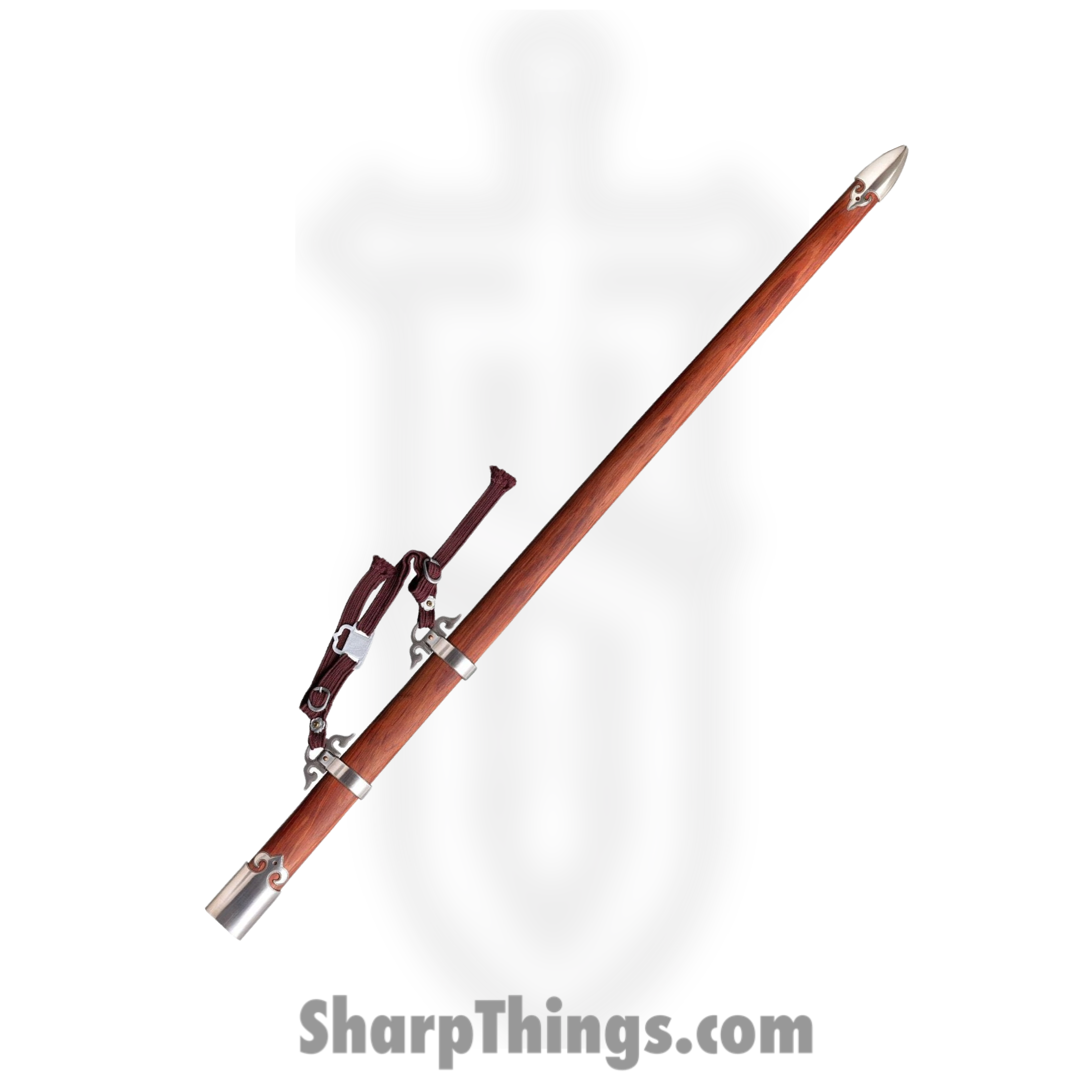 Cold Steel - CSSWCHNGIM - Chinese Gim Sword - Fixed Blade Knife - 1060 Polished - Rosewood - Brown - Image 3