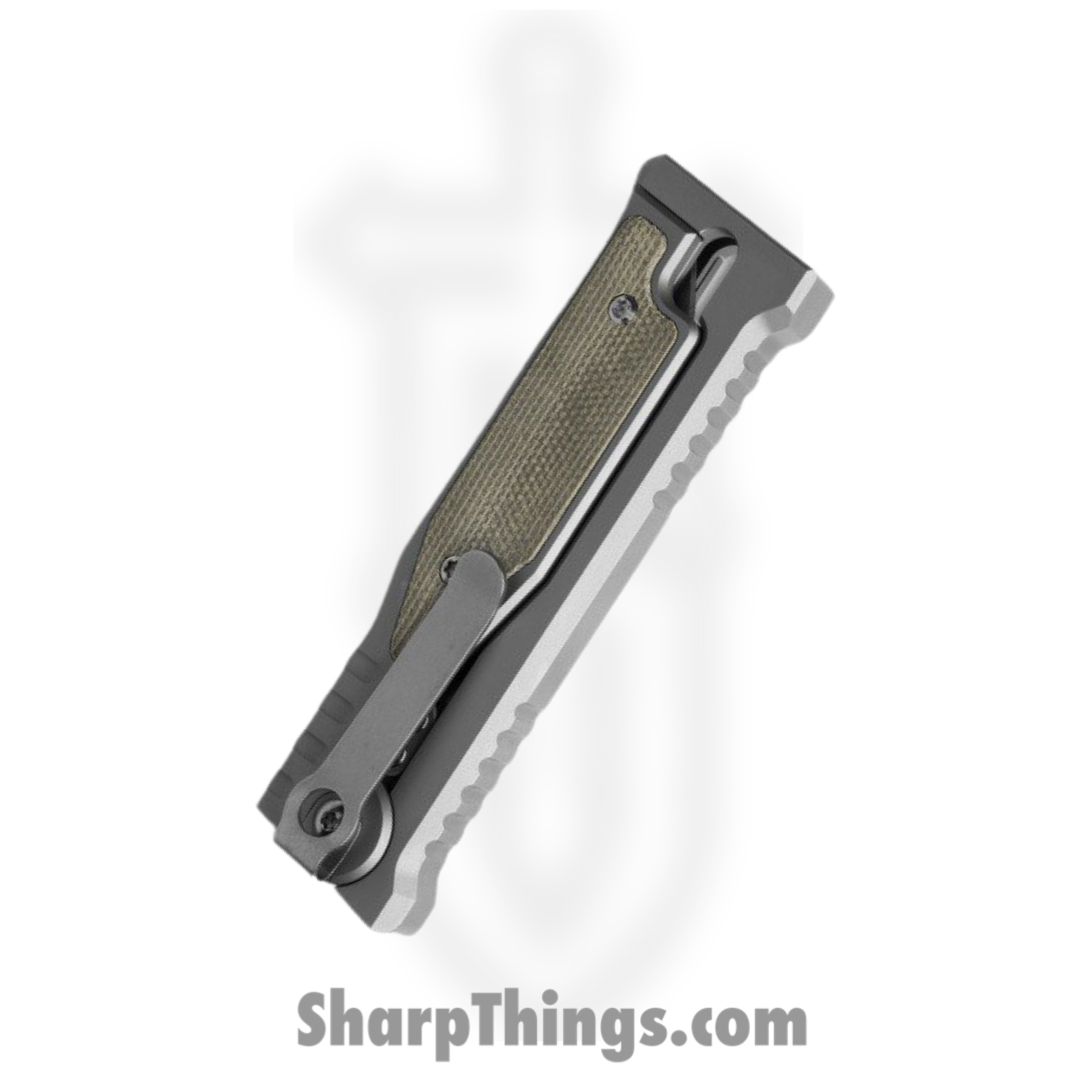 Reate Knives - ExoMinSwDpGr - Mini Exo - Gravity Knife - CPM-3V Stonewashed Drop Point - Micarta - Green - Image 3