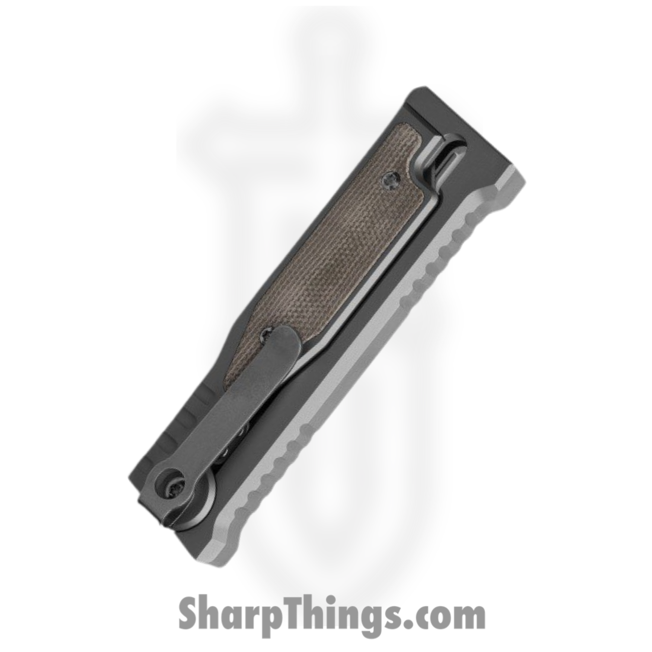 Reate Knives - ExoMinSwTnGR - Mini Exo - Gravity Knife - CPM-3V Stonewashed Tanto - Micarta - Green - Image 3