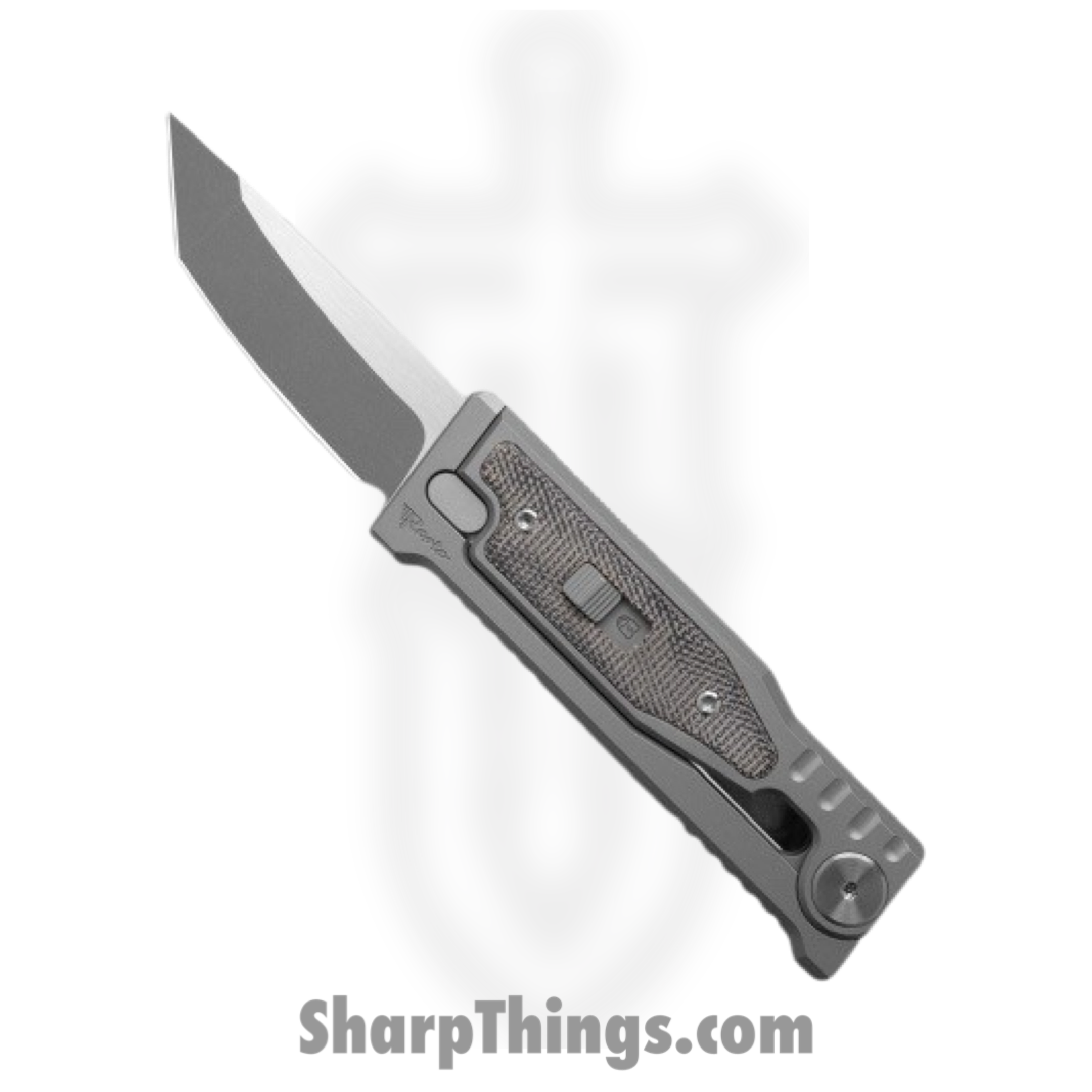 Reate Knives - ExoMinSwTnGr - Mini Exo - Gravity Knife - CPM-3V Stonewashed Tanto - Micarta - Black