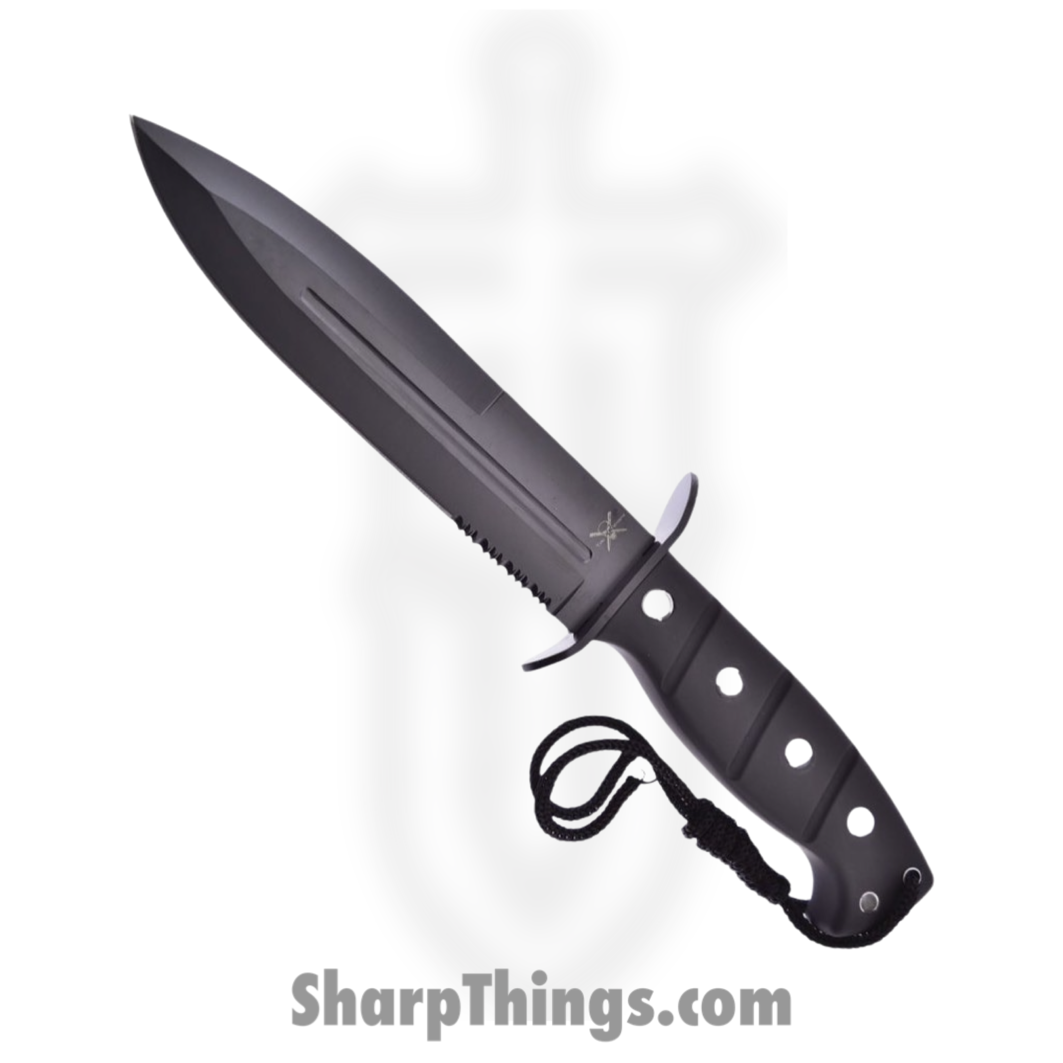 Frost Cutlery - FTX1456BLK - Tac Xtreme - Fixed Blade Knife - Stainless Black Spear Point - Rubber - Black