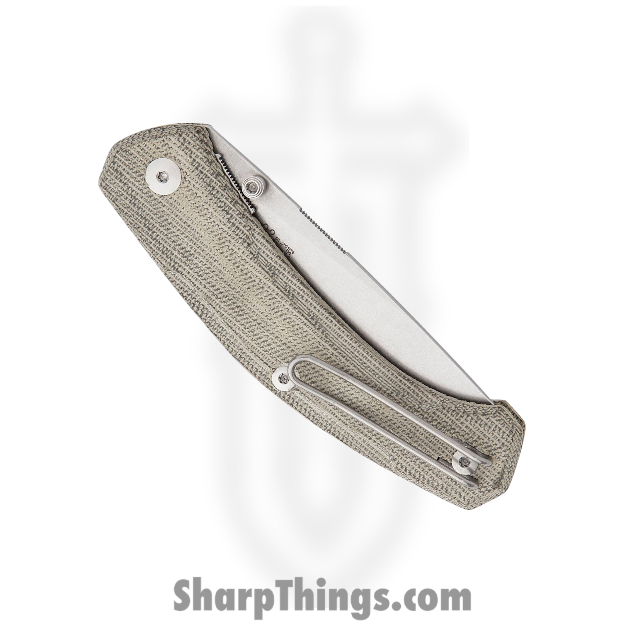 GiantMouse - IONA-V2-GRN-CANVAS - ACE Iona V2 - Folding Knife - Magnacut Stonewash Drop Point - Canvas Micarta - Green - Image 2