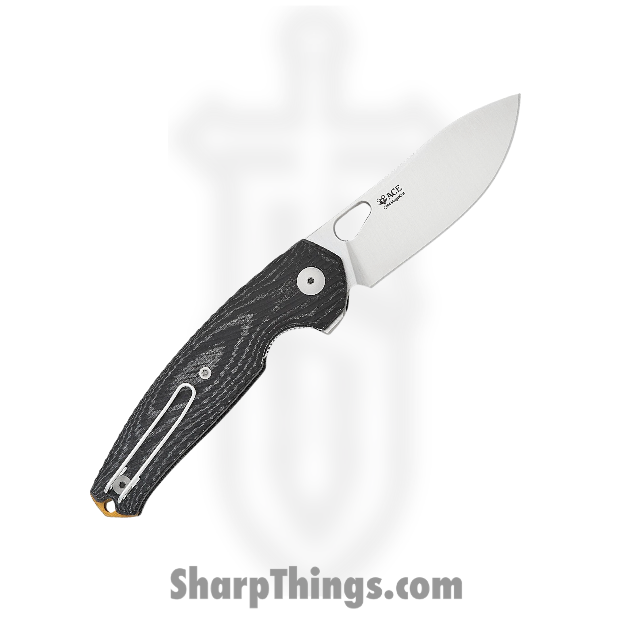 GiantMouse - JAGT-BLK-CANVAS - ACE Jagt - Folding Knife - Magnacut Satin Drop Point - Canvas Micarta - Black - Image 2