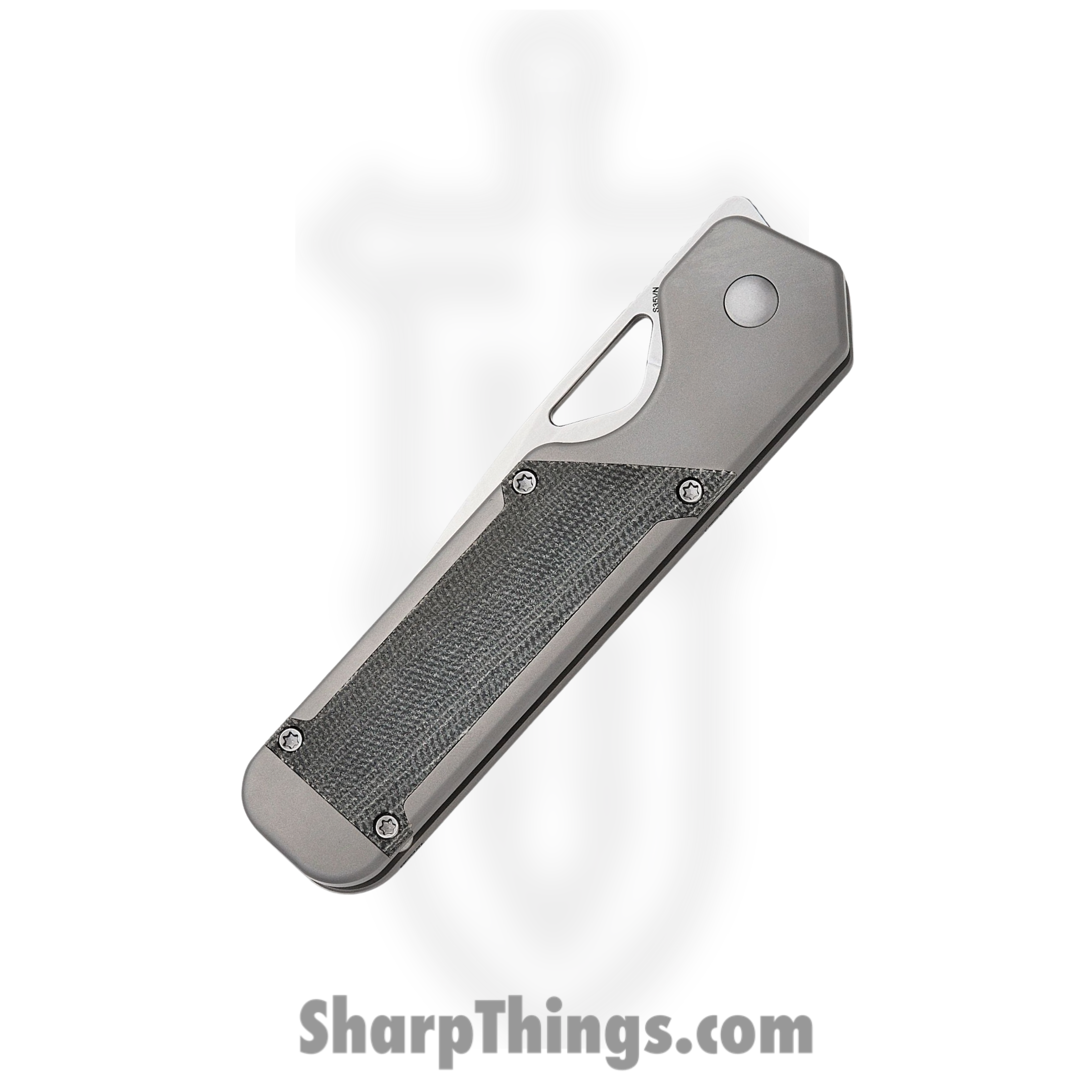 Kizer Cutlery - KI3634A1 - J Styles Militaw - Frame Lock - Folding Knife - S35VN Satin Drop Point - Contoured Ti - Gray/Black - Image 3