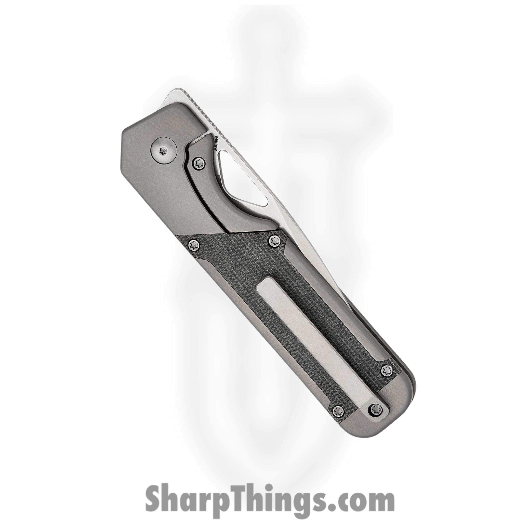 Kizer Cutlery - KI3634A1 - J Styles Militaw - Frame Lock - Folding Knife - S35VN Satin Drop Point - Contoured Ti - Gray/Black - Image 4