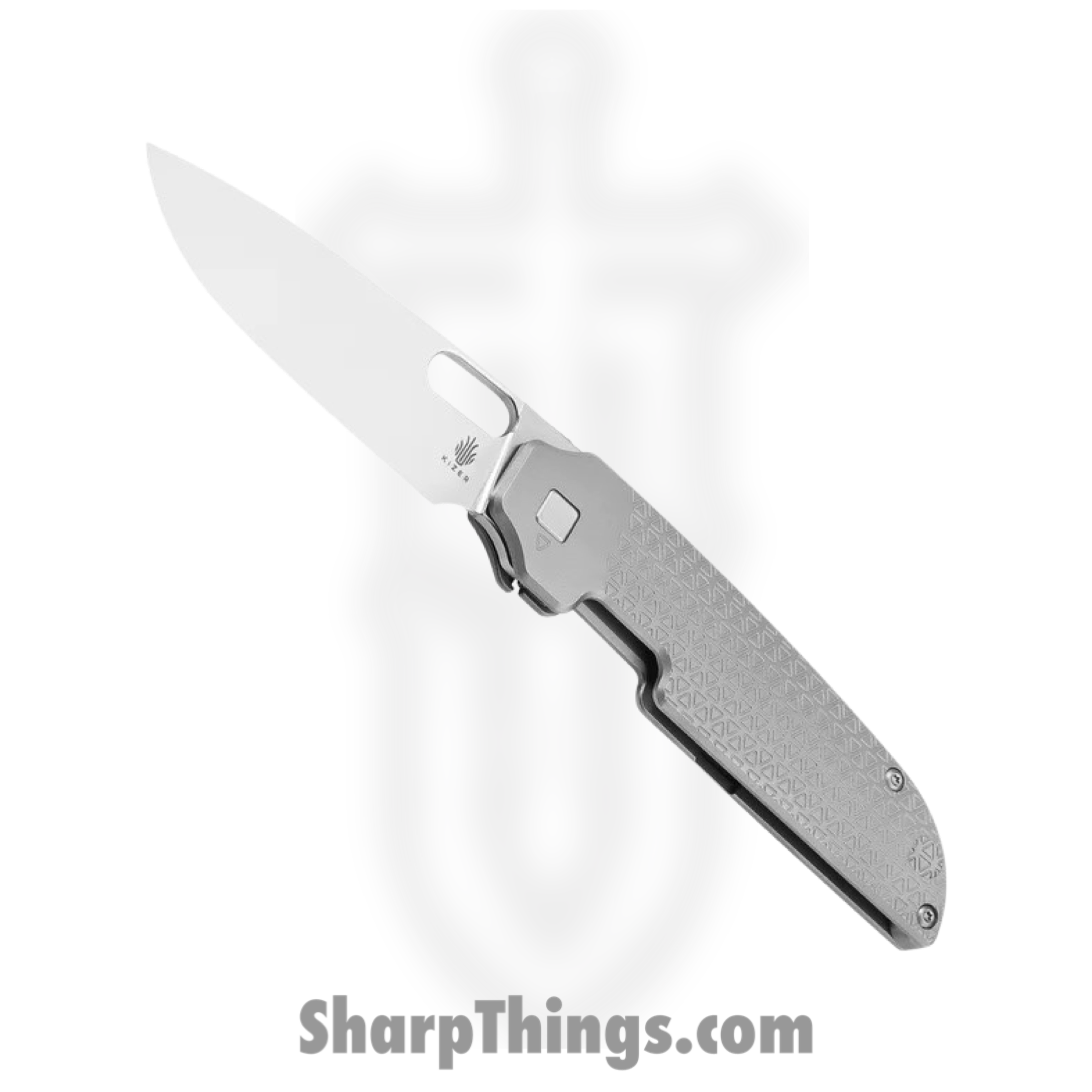 Kizer Cutlery - KI3637A1 - Varatas Framelock - Folding Knife - S35VN Stonewash Drop Point - Titanium - Gray