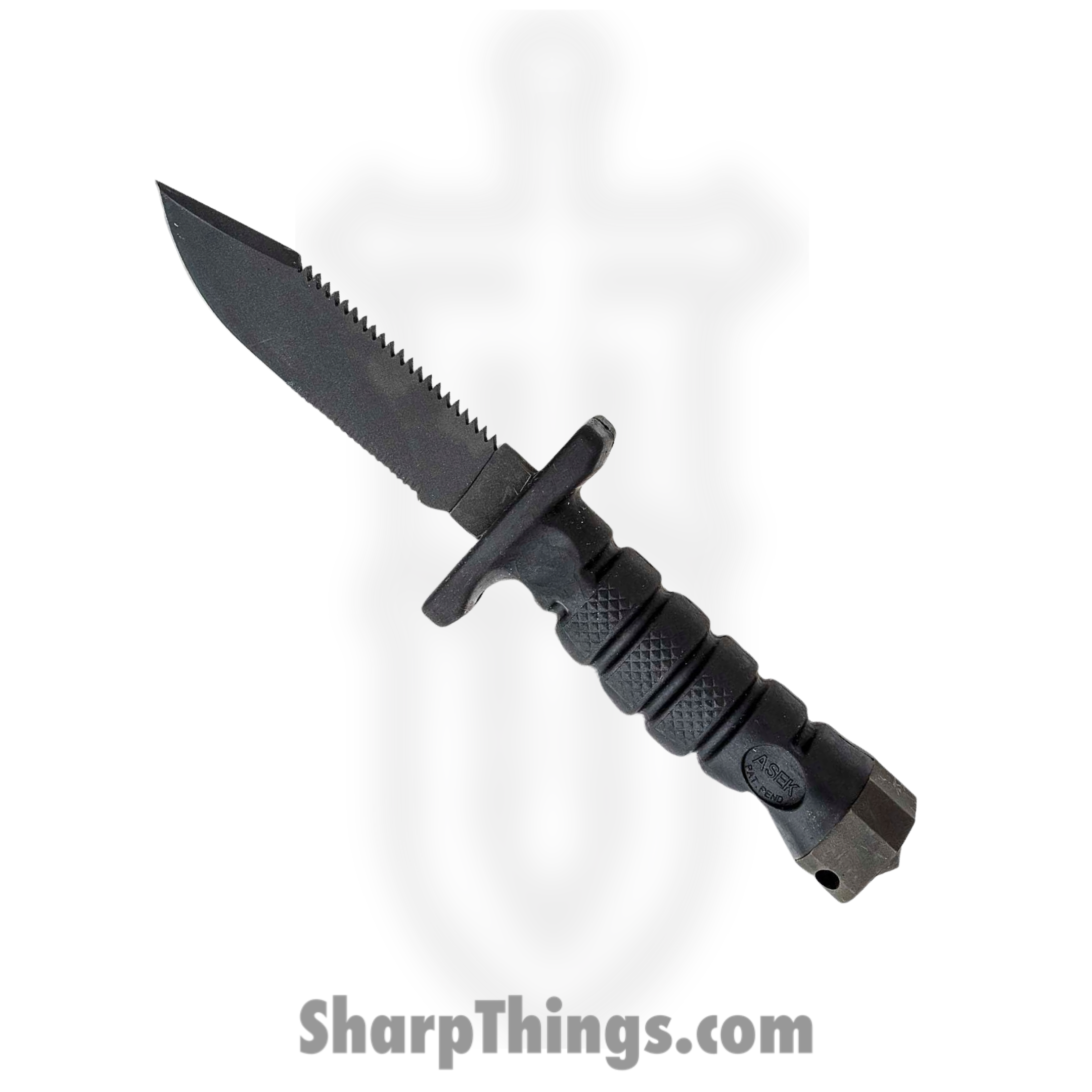 Ontario Knife Company - ON1400SEC - ASEK Survival Knife 2nd - Fixed Blade Knife - 1095 Coated Clip Point - Synthetic - Black