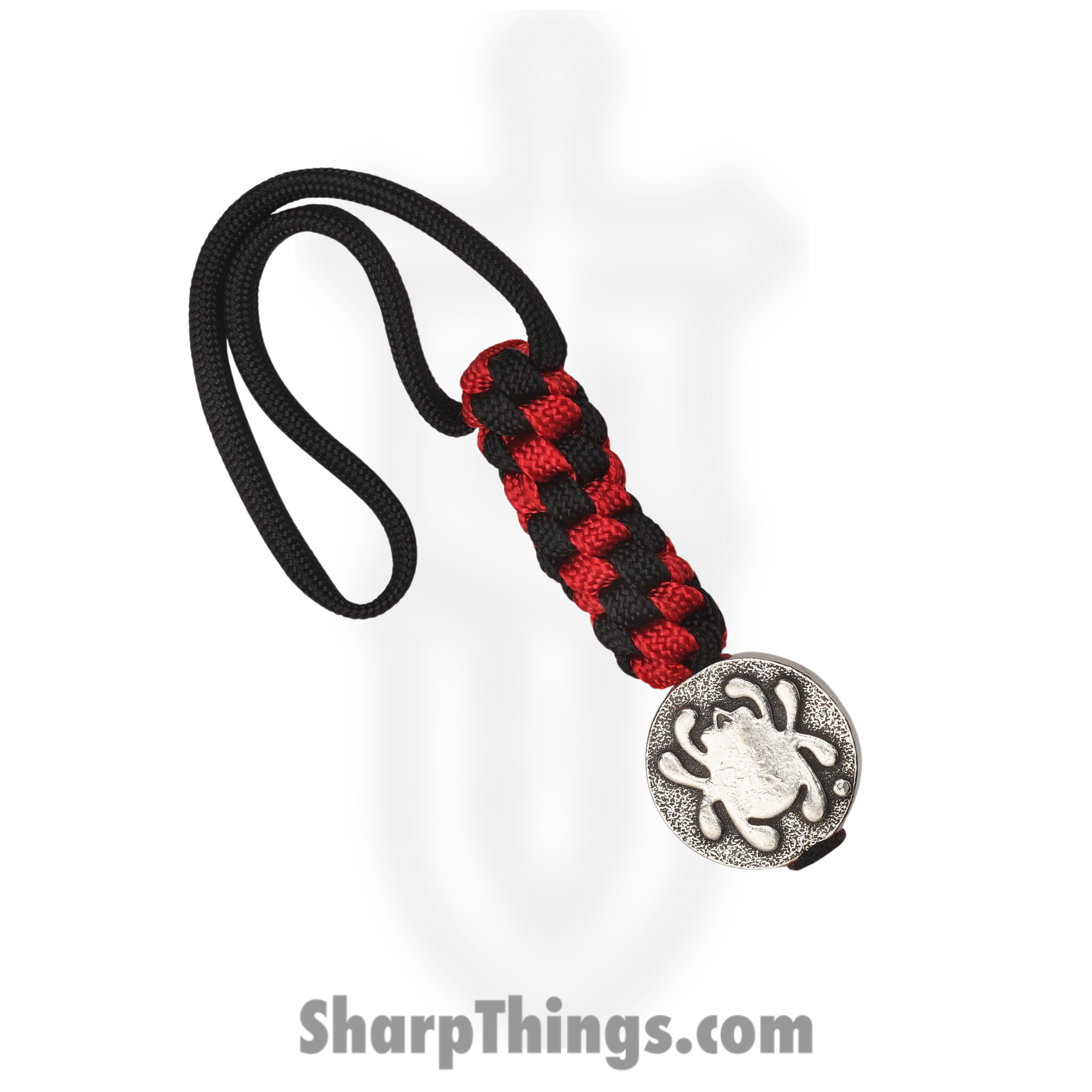 Spyderco - SCBEAD5LY - Flat Oval Bead with Lanyard - Black Red