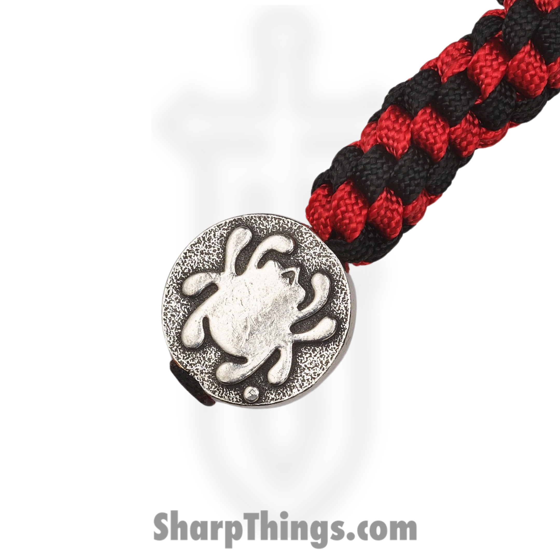 Spyderco - SCBEAD5LY - Flat Oval Bead with Lanyard - Black Red - Image 2