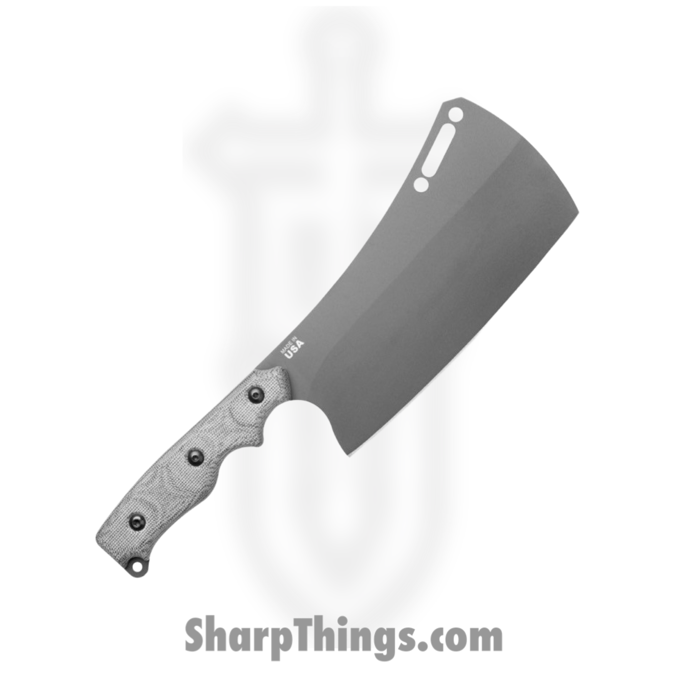 Tops - TPECHA02 - El Chappo - Fixed Blade Knife - 1095HC Sniper Gray Coated Cleaver - Canvas Micarta - Black - Image 2