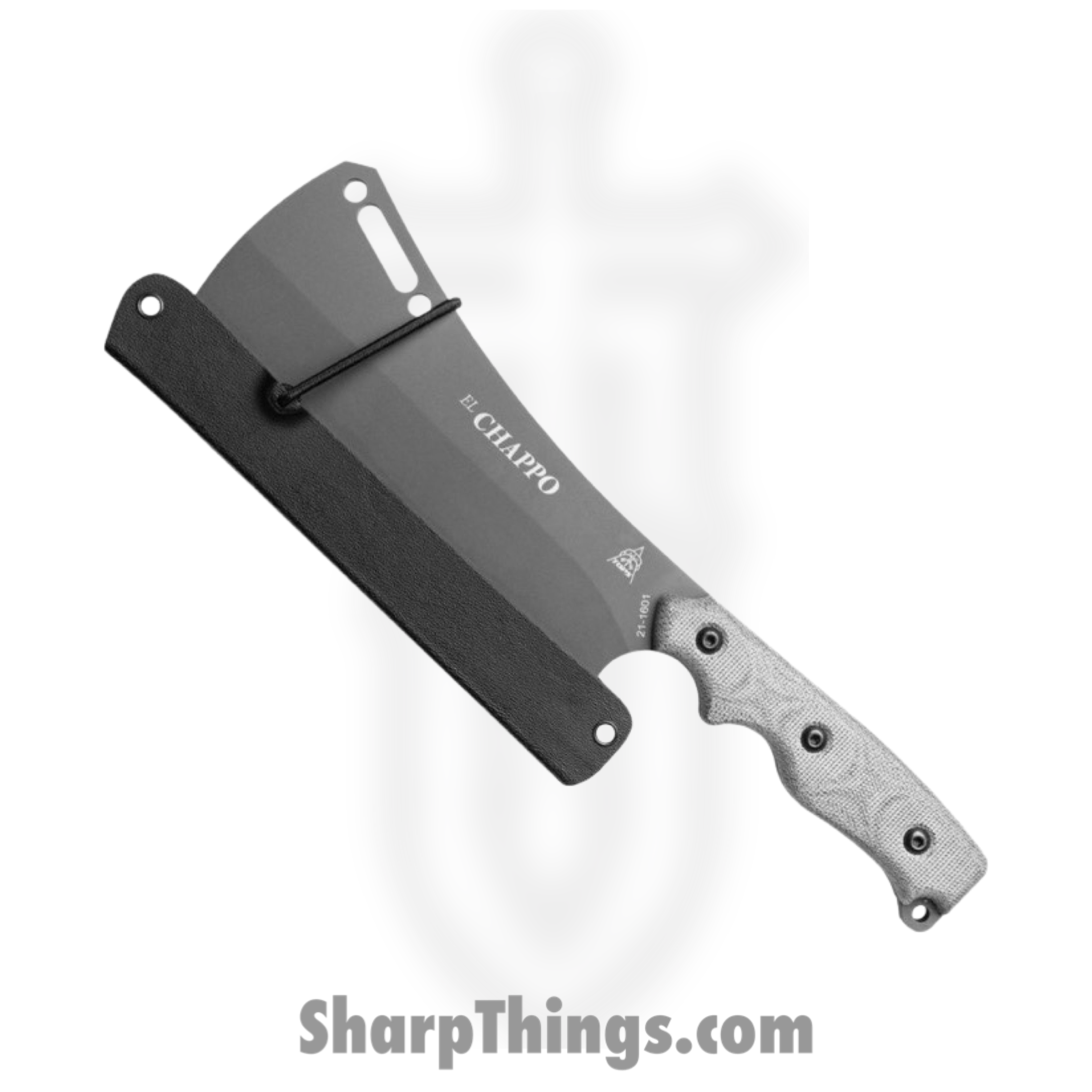 Tops - TPECHA02 - El Chappo - Fixed Blade Knife - 1095HC Sniper Gray Coated Cleaver - Canvas Micarta - Black - Image 3