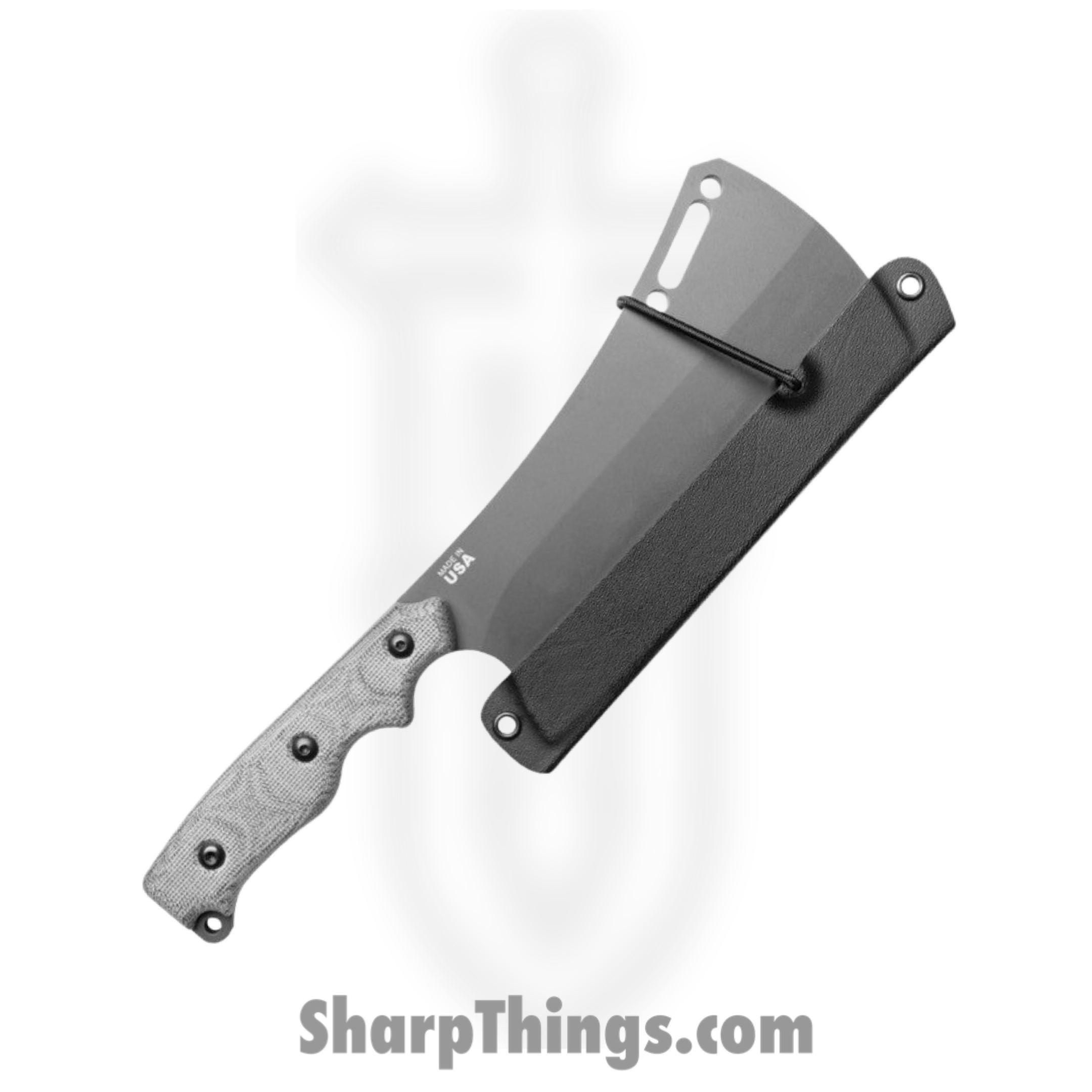 Tops - TPECHA02 - El Chappo - Fixed Blade Knife - 1095HC Sniper Gray Coated Cleaver - Canvas Micarta - Black - Image 4