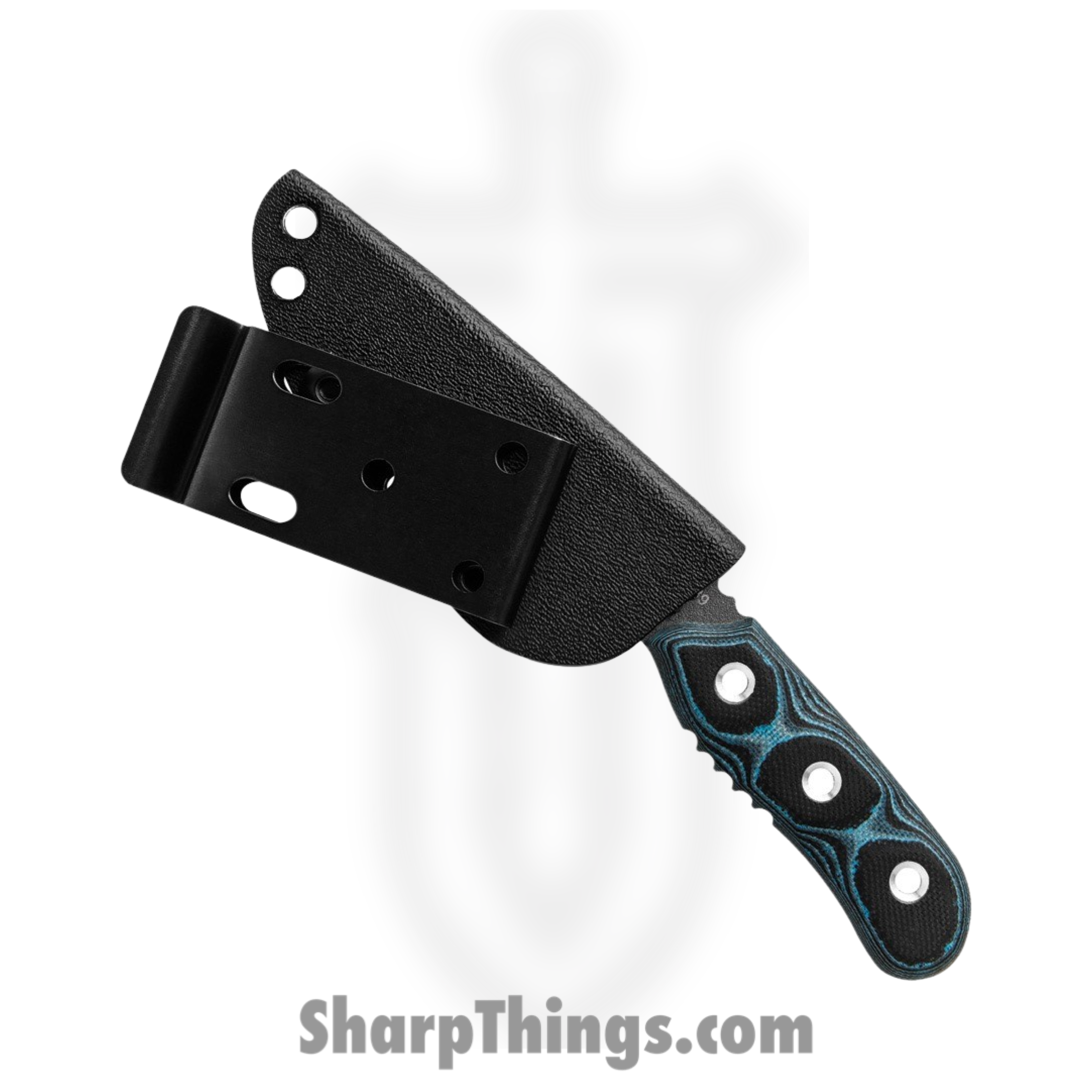 Tops - TPOT01 - Blue Otter - Fixed Blade Knife - 1095 Stonewash Drop Point - G10 - Black Blue - Image 3