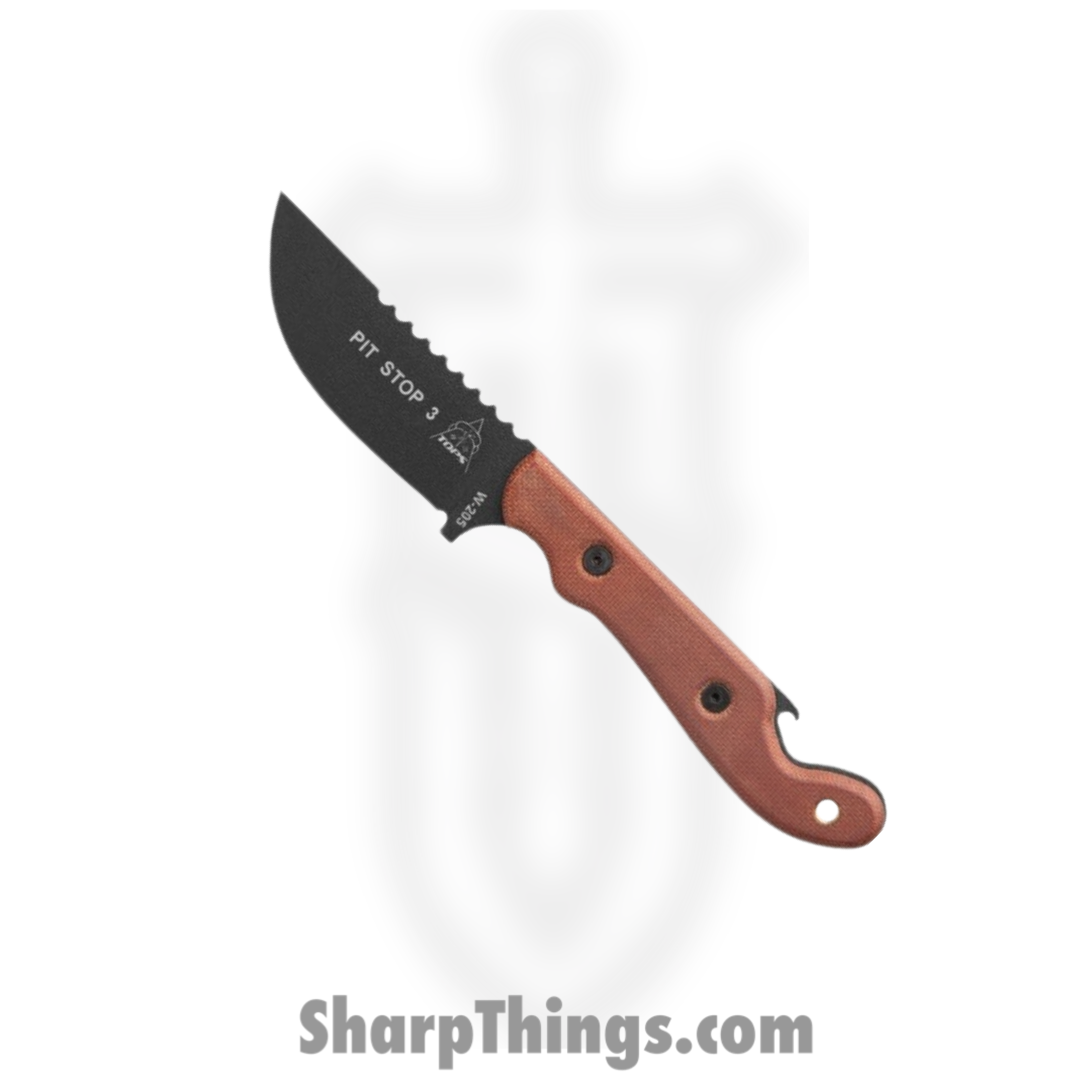 Tops - TPPSK01 - Pit Stop 3 - Fixed Blade Knife - 1095 Black Traction Coating Drop Point - Canvas Micarta - Tan