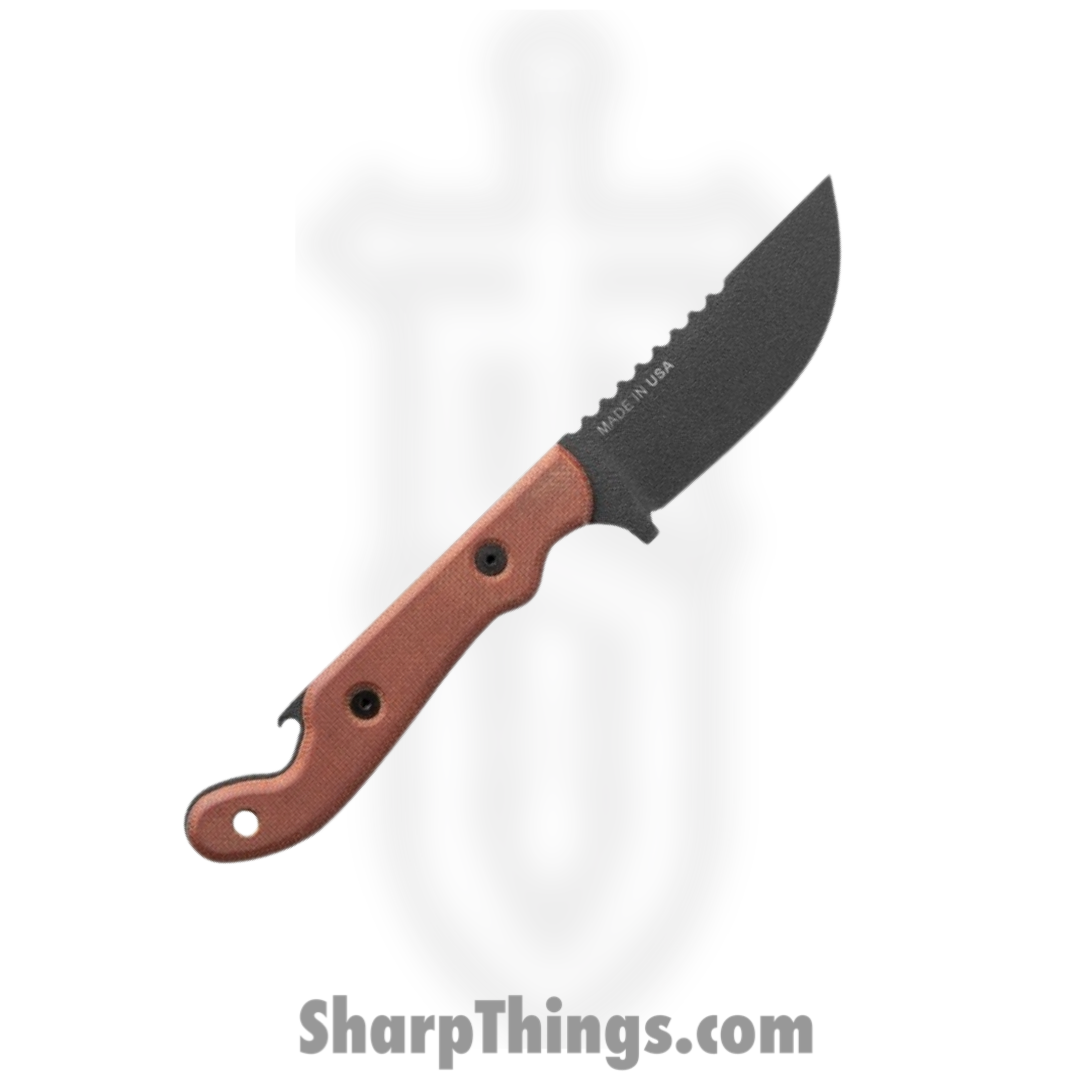 Tops - TPPSK01 - Pit Stop 3 - Fixed Blade Knife - 1095 Black Traction Coating Drop Point - Canvas Micarta - Tan - Image 2