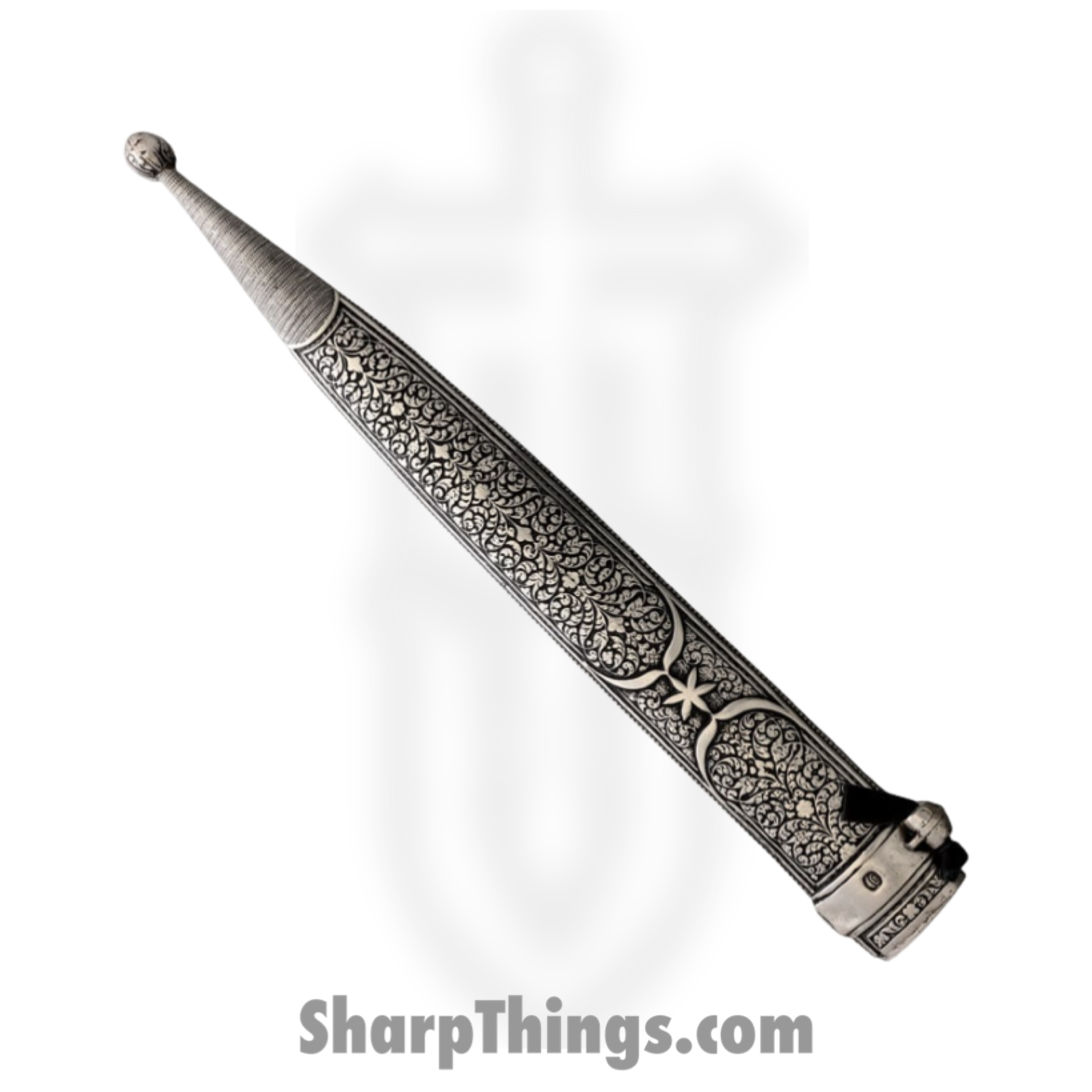 VT Daggers - VTD0059X - Caucasian - Fixed Blade Knife - Damascus Dagger - Silver Plate - Gray - Image 3