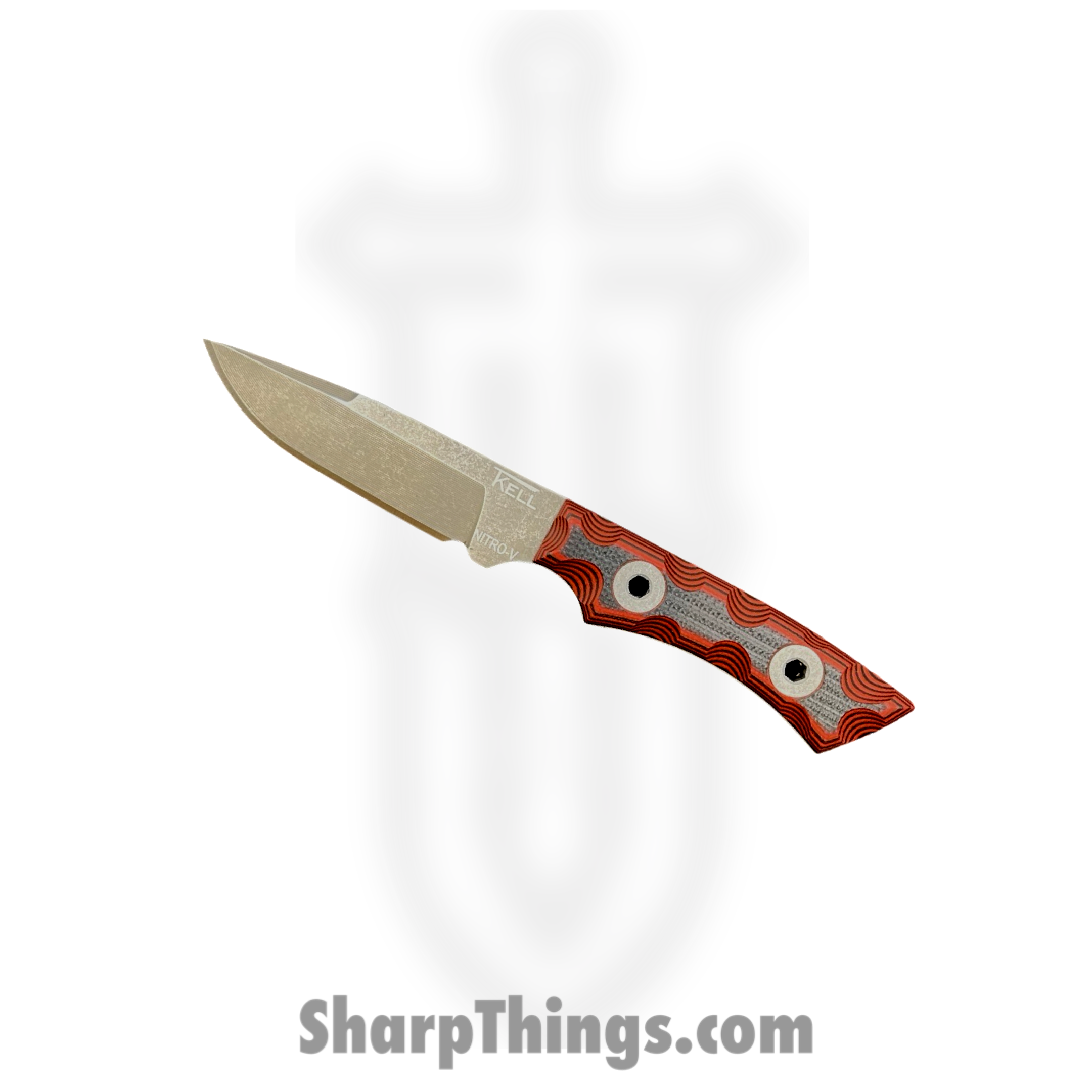 T.Kell Knives - PiranaG10Brm - Piranha - Fixed Blade Knife - Nitro V Coated Clip Point - G10 - Brimstone