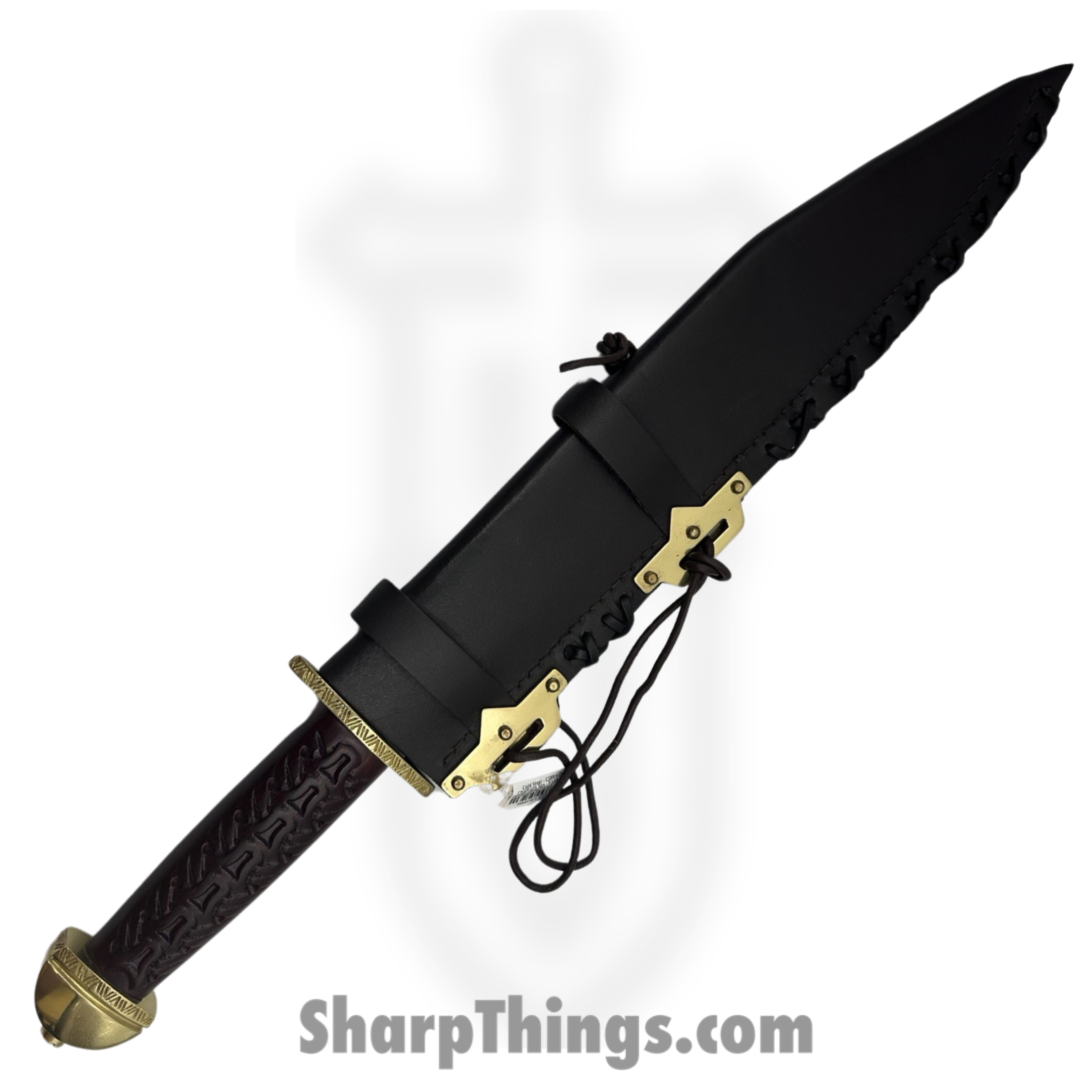 Cold Steel - CS88HUK - Chieftans Sax (Seax) - Fixed Blade Knife - 1055 Satin Clip Point - Malaysian Sal Wood - Brown - Image 4